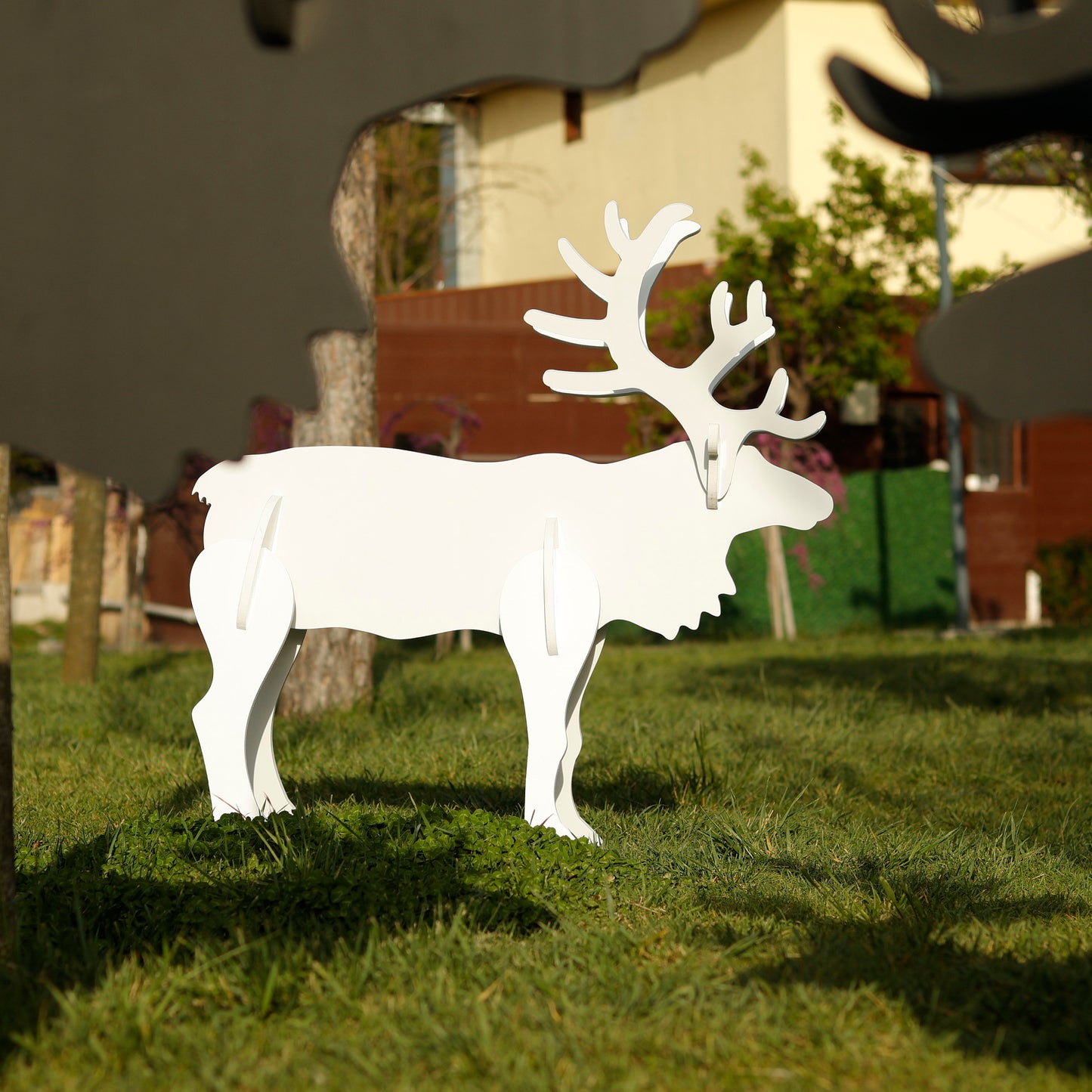 Large All Weather PVC Yard Display, Black Moose & White Moose Garden Decoration, Unique Standing Outdoor Decors, Giant Yard Art, Bekerart