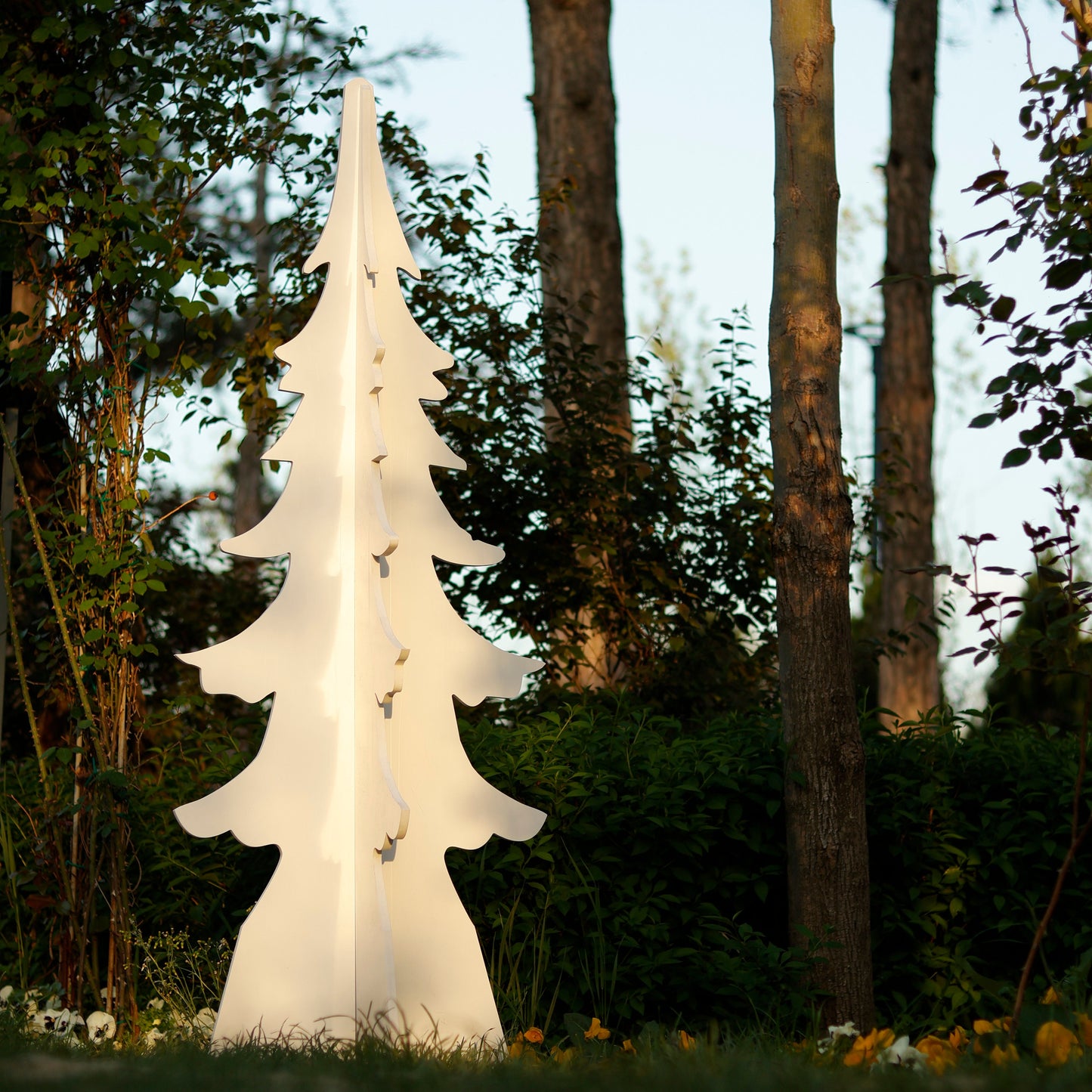 All-Weather Christmas Pinetree Yard Display, 5 Ft PVC Indoor Outdoor Decoration, Christmas Tree Alternative, Garden Tree Sculpture