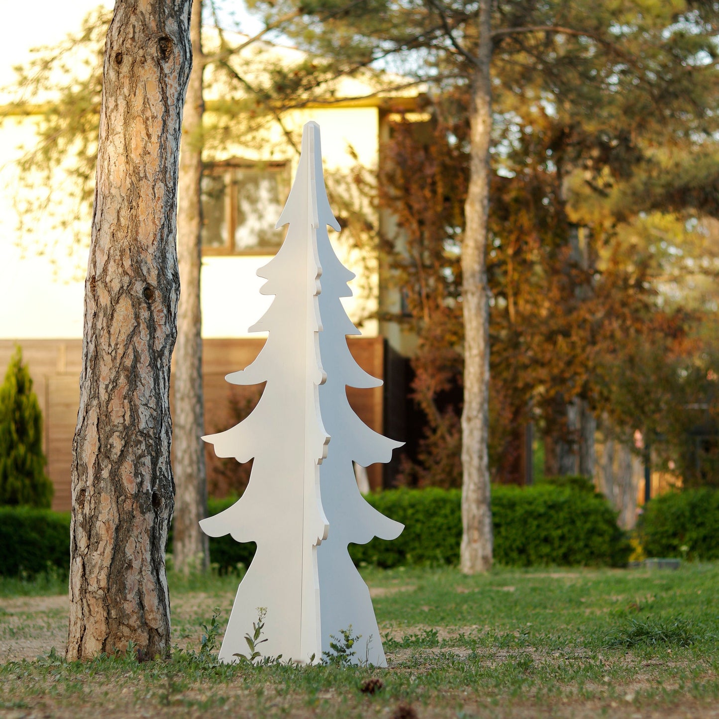 All-Weather Christmas Pinetree Yard Display, 5 Ft PVC Indoor Outdoor Decoration, Christmas Tree Alternative, Garden Tree Sculpture