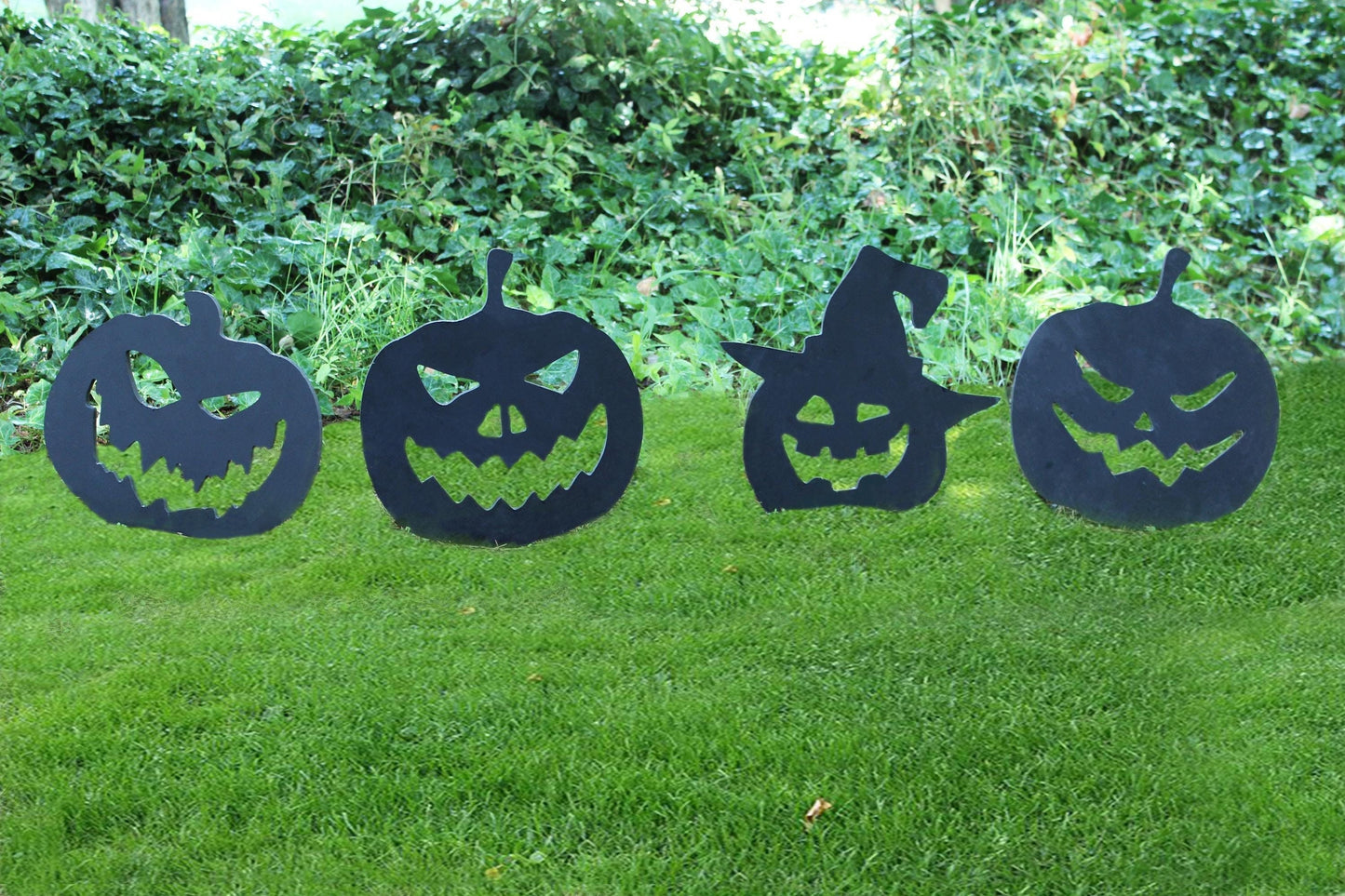 4 PCS Halloween Pumpkin Yard Display, PVC All Weather Garden Decoration, Halloween Decoration, Scary Pumpkin Yard Art, Outdoor Decors
