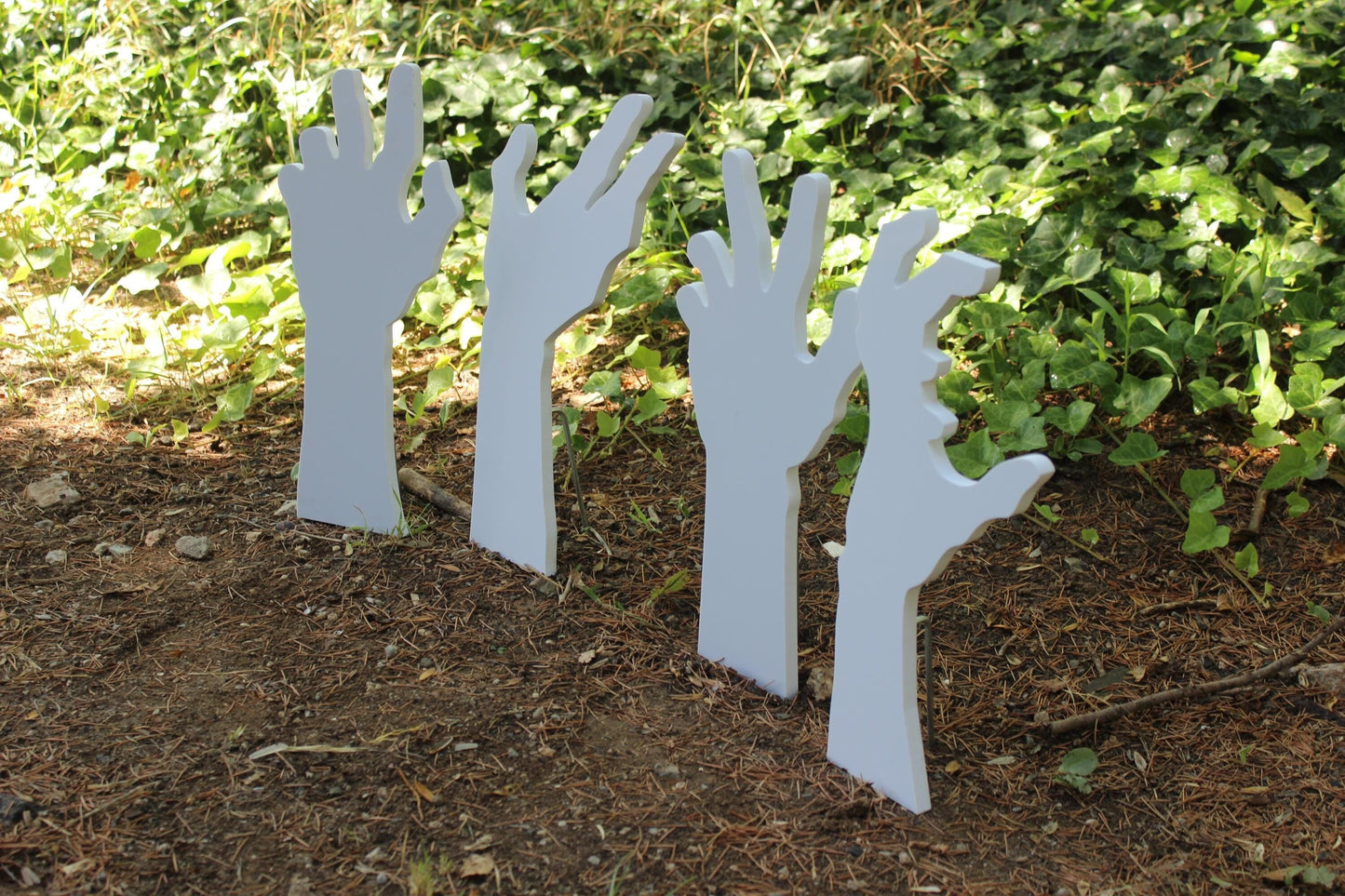 All-Weather Halloween Zombie Hands 4 PCS, PVC Halloween Yard Display, Garden Decoration, Halloween Decors, Scary Yard Art, Outdoor Decors