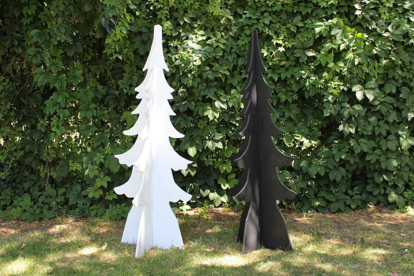 All-Weather Christmas Pinetree Yard Display, 5 Ft PVC Indoor Outdoor Decoration, Christmas Tree Alternative, Garden Tree Sculpture