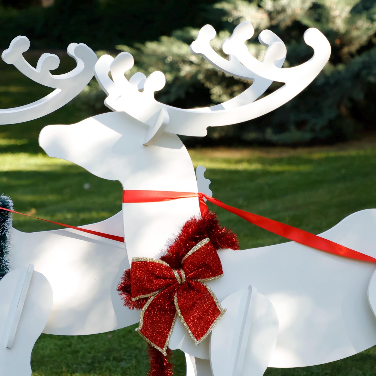 Giant All-Weather Sleigh Yard Display, Durable PVC Outdoor Garden Decoration, Christmas Yard Art