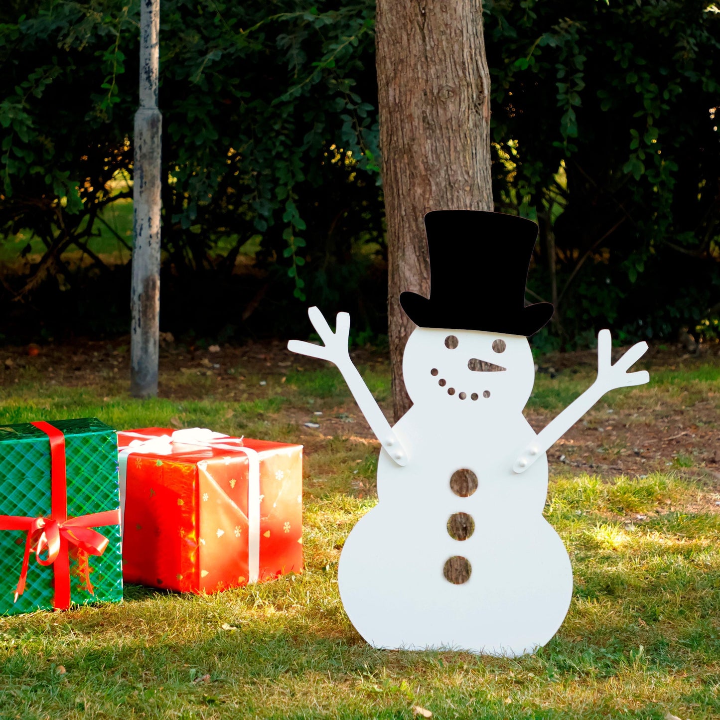 All-Weather Christmas Snowman Yard Display, PVC Garden Decoration, Festive Snowman Yard Art