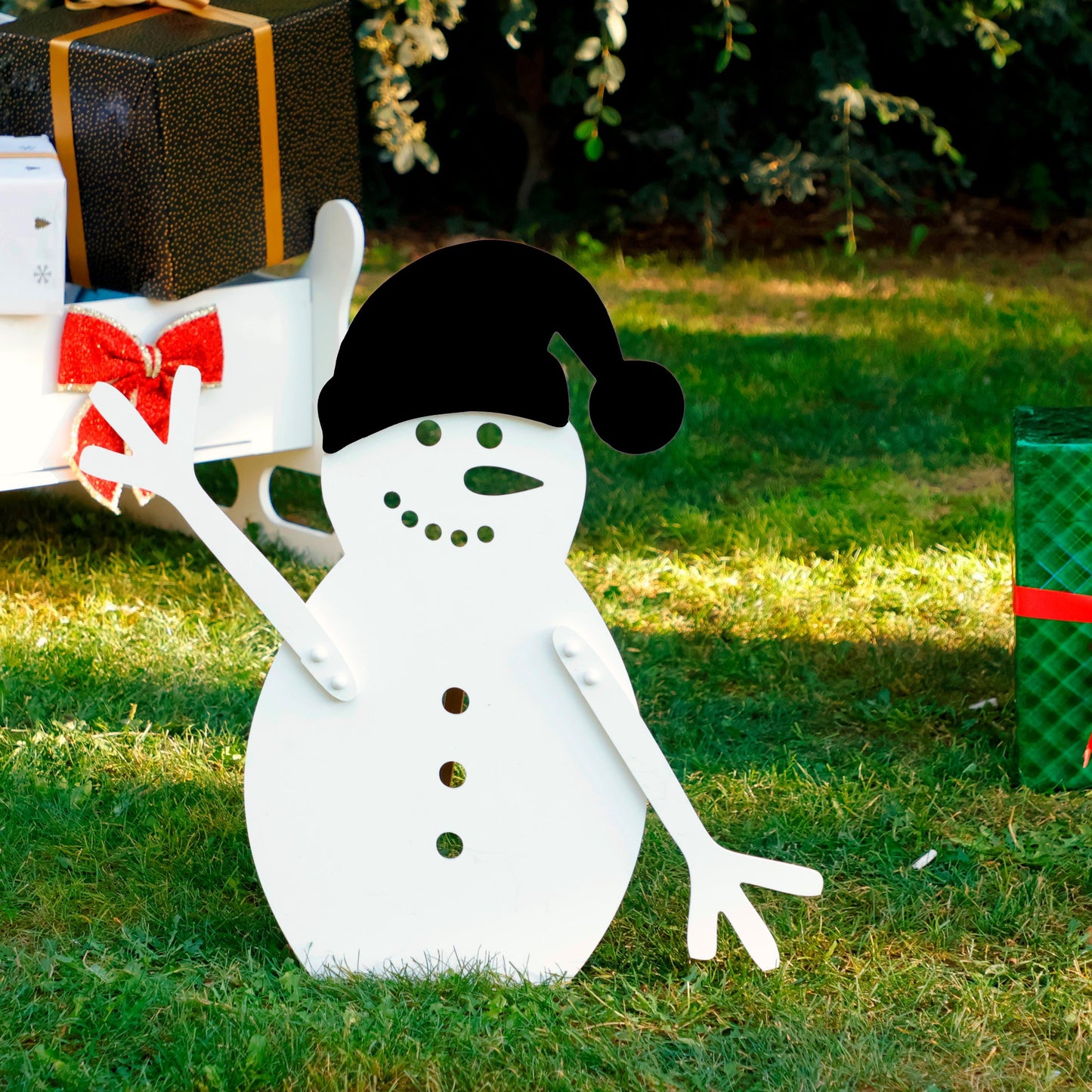 All-Weather Christmas Snowman Yard Display, PVC Garden Decoration, Festive Snowman Yard Art