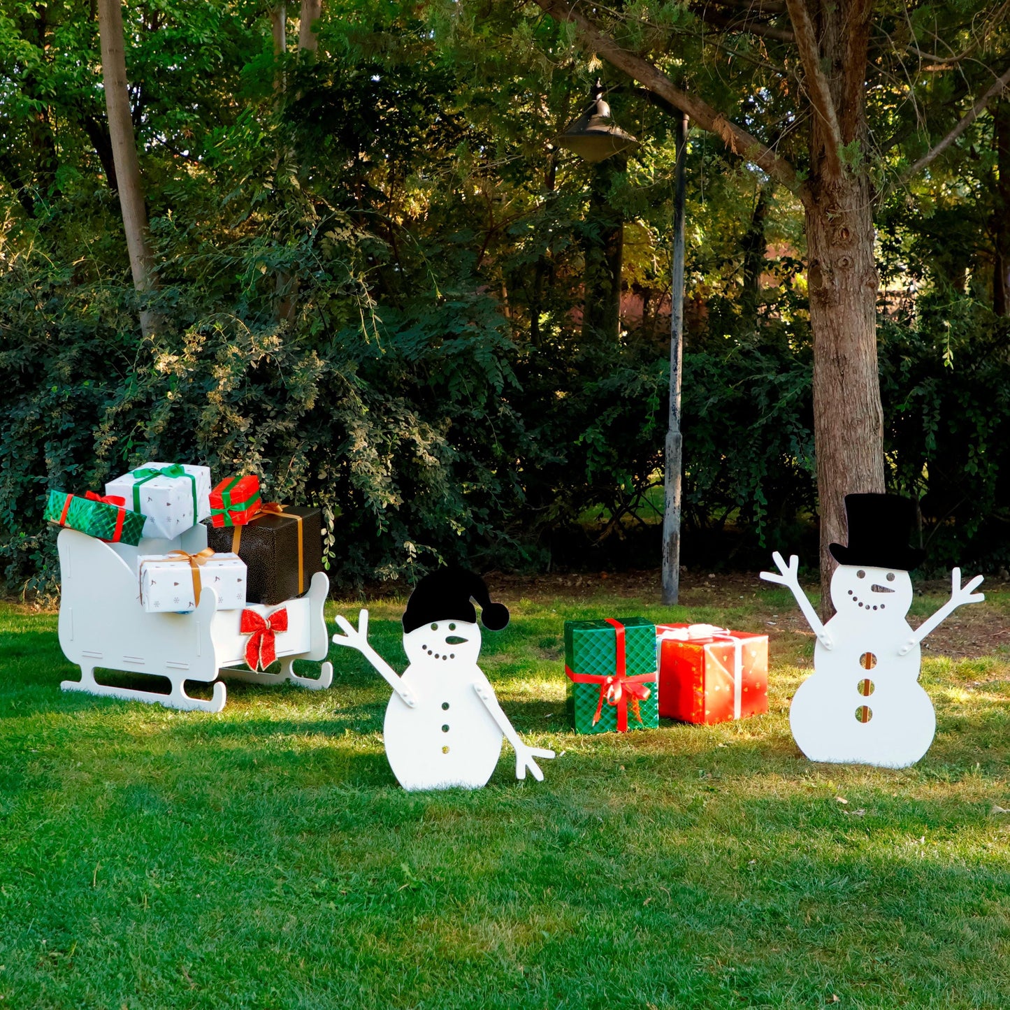 All-Weather Christmas Snowman Yard Display, PVC Garden Decoration, Festive Snowman Yard Art