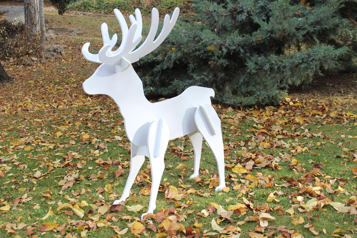 Elegant Reindeer Yard Display, PVC Christmas Lawn Decor, All-Weather Garden Statue, Outdoor Holiday Deer Art, Winter Yard Decoration