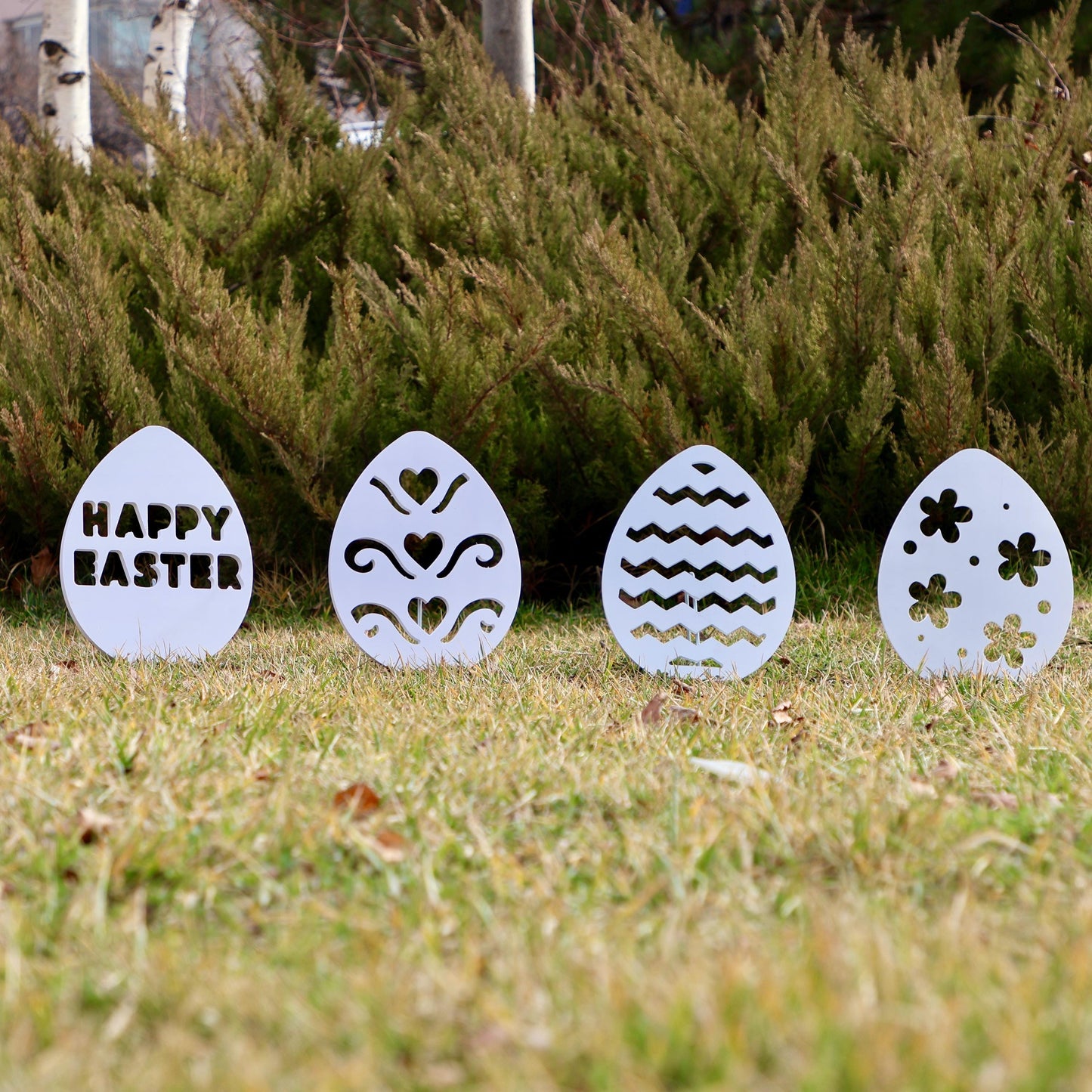 4 PCS Easter Egg Decorations, All-Weather Egg Yard Display, Easter Garden Decoration, Easter Lawn Art, Easter Ornaments Durable PVC