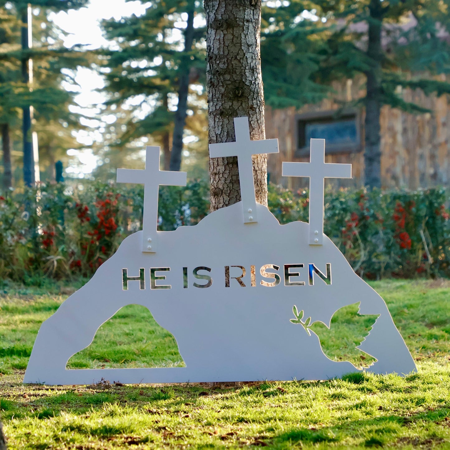 Huge Empty Tomb He is Risen Yard Display, All-Weather Religious Decor, Easter Garden Decoration, Easter Home Decor, Christian Easter Art