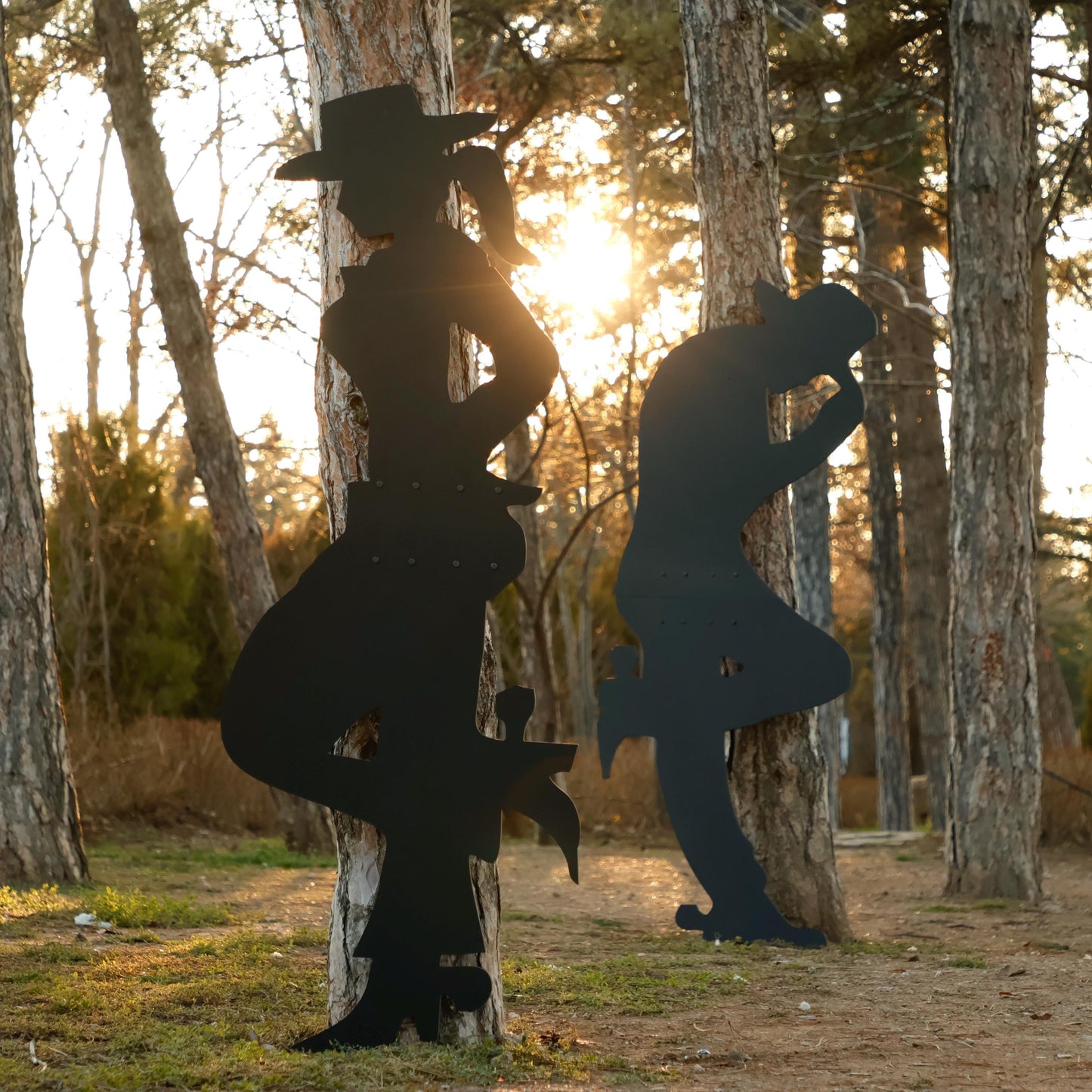 Giant Cowboy & Cowgirl Yard Display, 5 Ft All-Weather Western PVC Outdoor Decor, Ranch Silhouettes for Garden or Fence, Country Yard Art