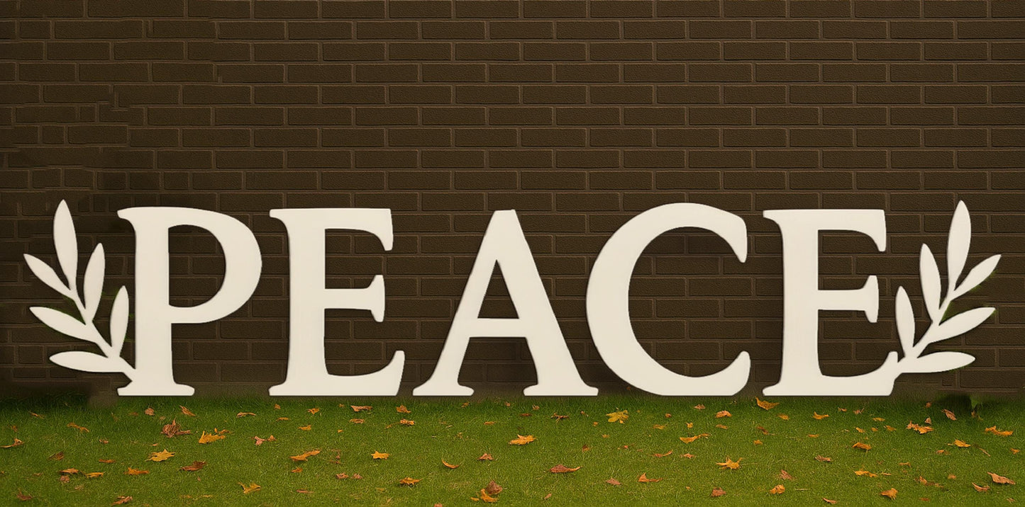 PEACE PVC Yard Sign, Outdoor Christmas Word Art, Holiday Lawn & Garden Decor, Weatherproof White Yard Letters Display