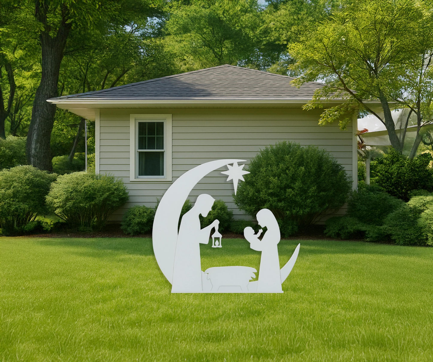 Nativity Scene Yard Display, PVC Outdoor Christmas Decor, All-Weather Holy Family Silhouette,