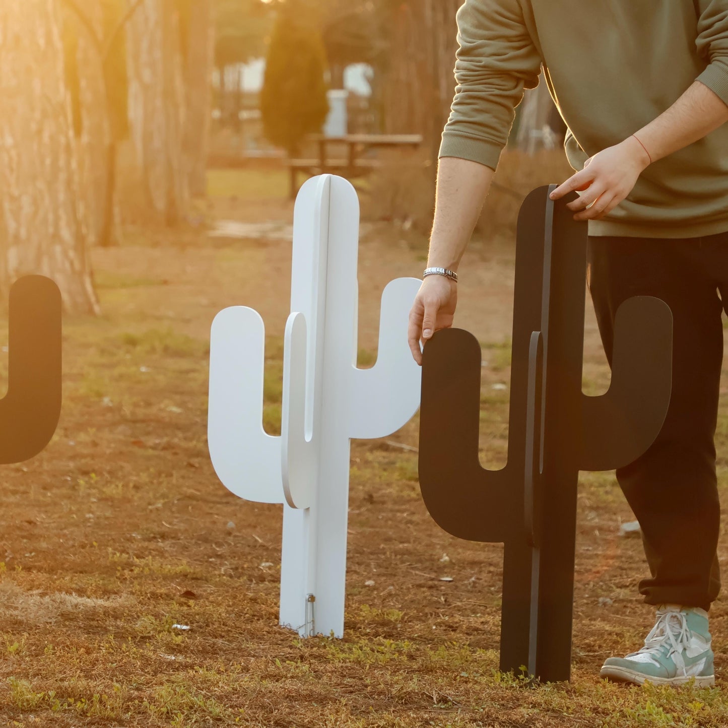 Cactus Yard Display, All-Weather Western PVC Yard Art, Ranch Garden Decoration, Desert Silhouette Outdoor Decor, Country Fence or Lawn Art