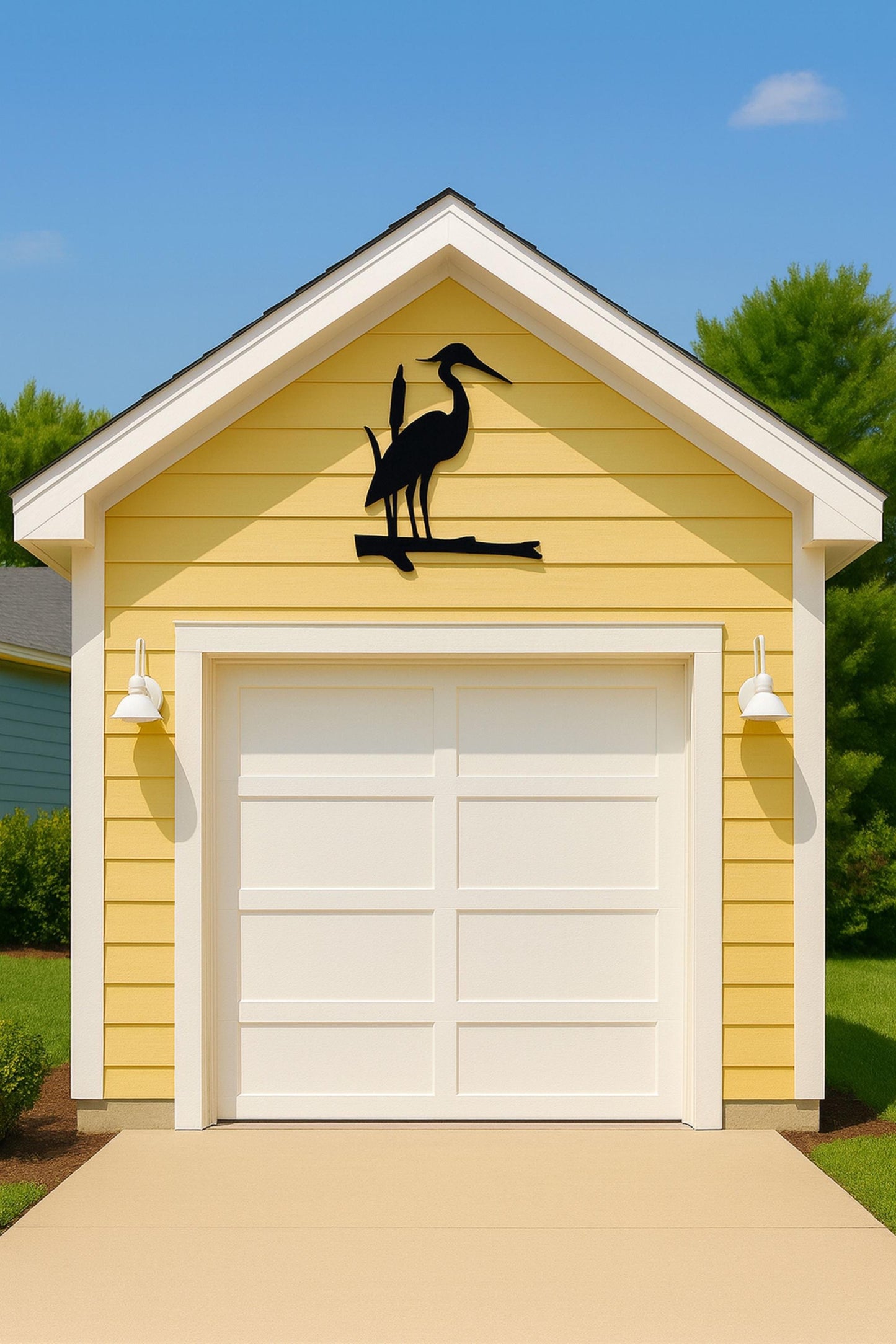 Large Heron Wall Sign, PVC Coastal Bird Decor for Porch or Gable, Waterproof Beach House Accent, Outdoor Nautical Wall Art