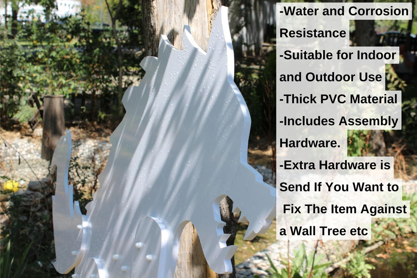 Giant 5.5 Ft White Werewolf Halloween Yard Display, PVC Wolfman Lawn Sculpture, Outdoor Spooky Garden Decor, Scary Holiday Prop