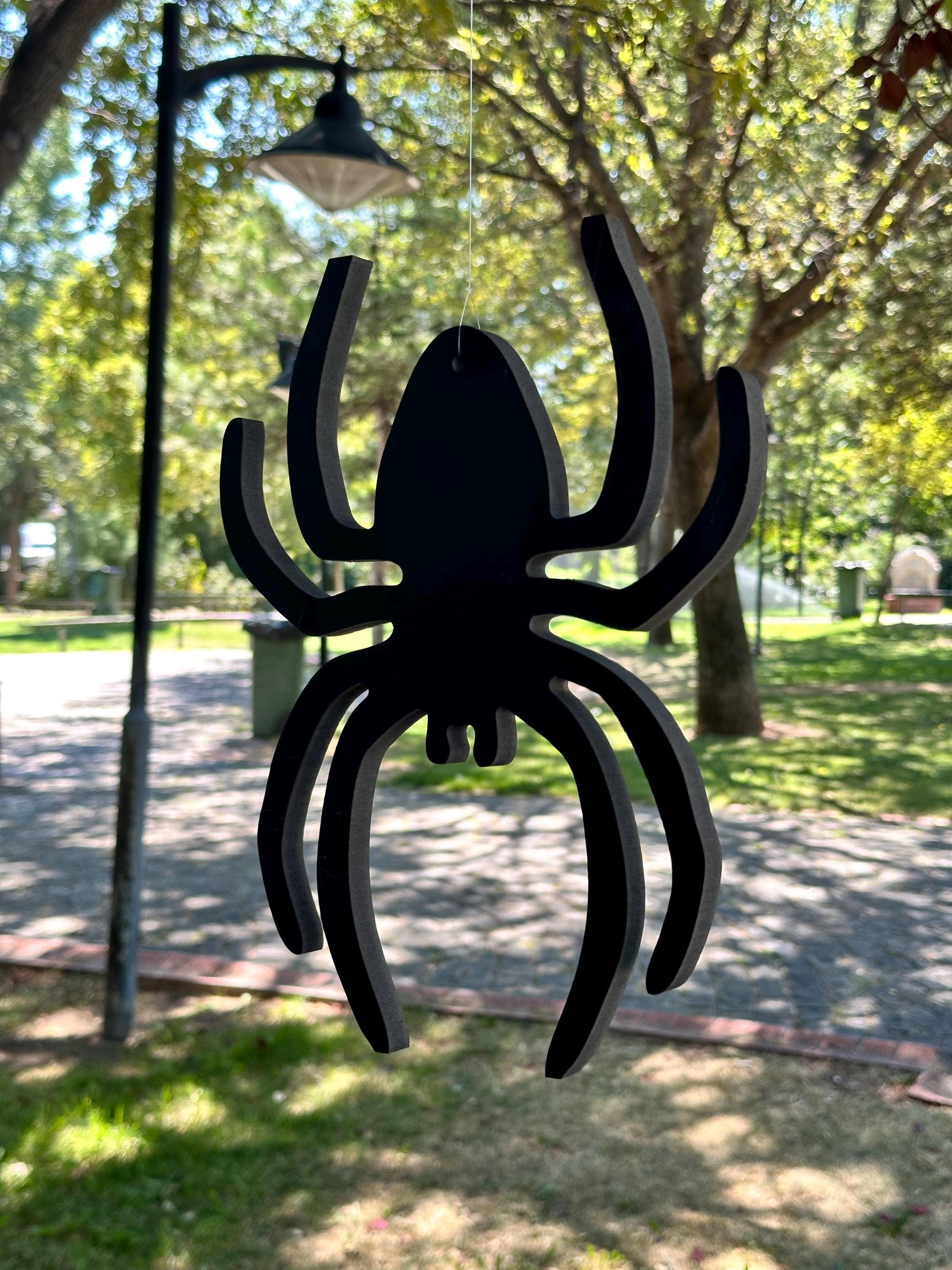 6 PCS Black Spider Halloween Decor, PVC Outdoor Hanging Set, Creepy Tree Decorations, Spooky Yard Art, Tarantula Lawn Display