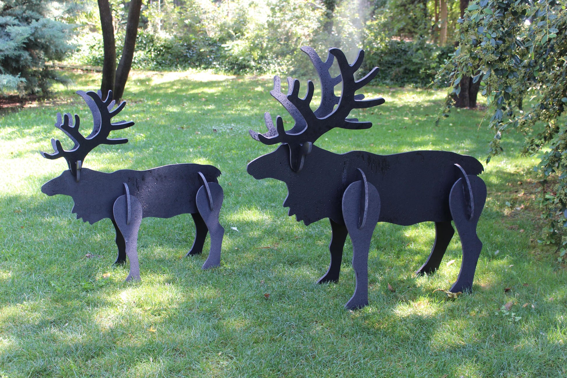 Reindeer Christmas Yard Display Set, Large PVC Moose & Deer Lawn Sculpture, Holiday Outdoor Decoration for Garden or Driveway