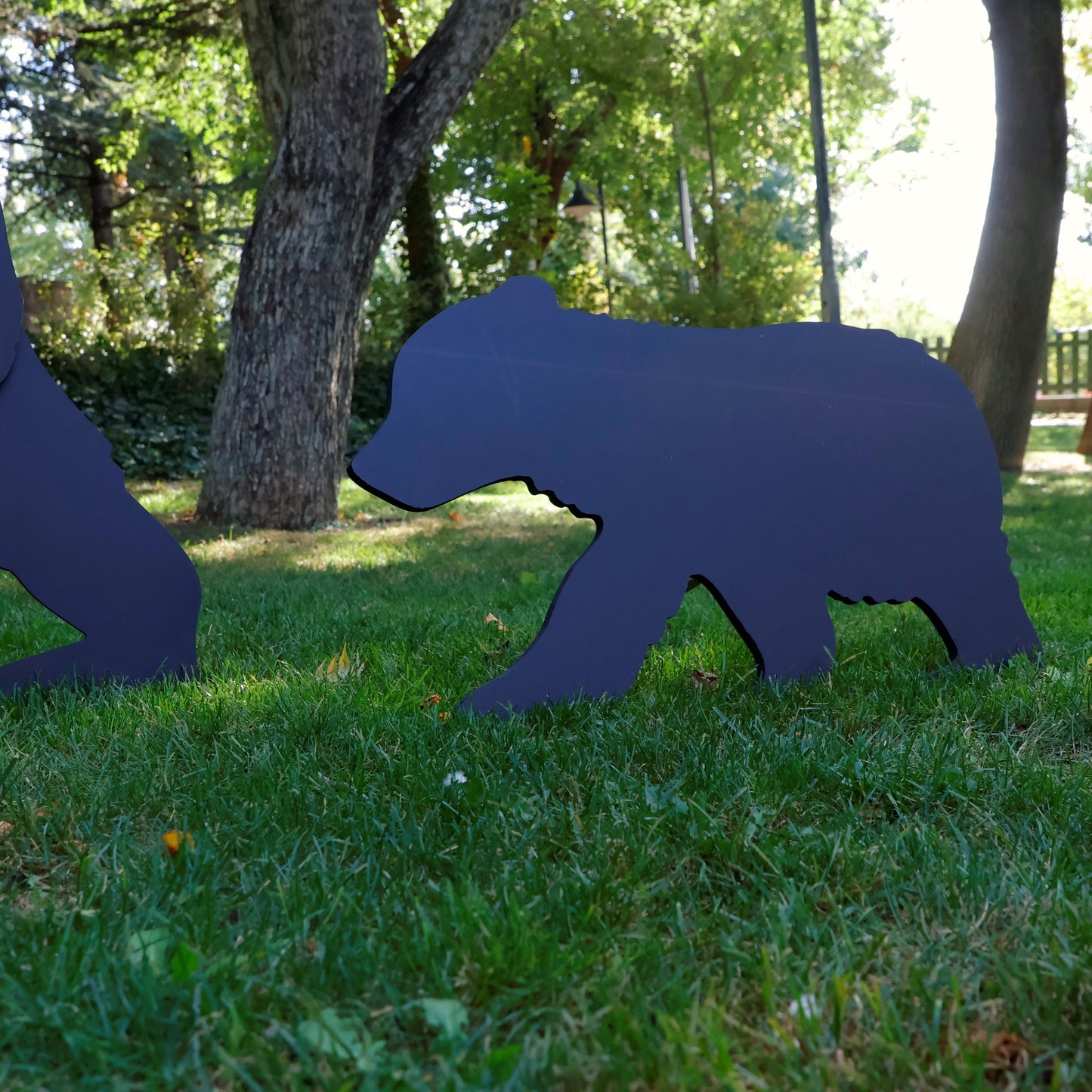 Black Bear Yard Display, Life-Size Outdoor Garden Sculpture Set, PVC Wildlife Decor for Lawn or Cabin, Weatherproof Yard Art