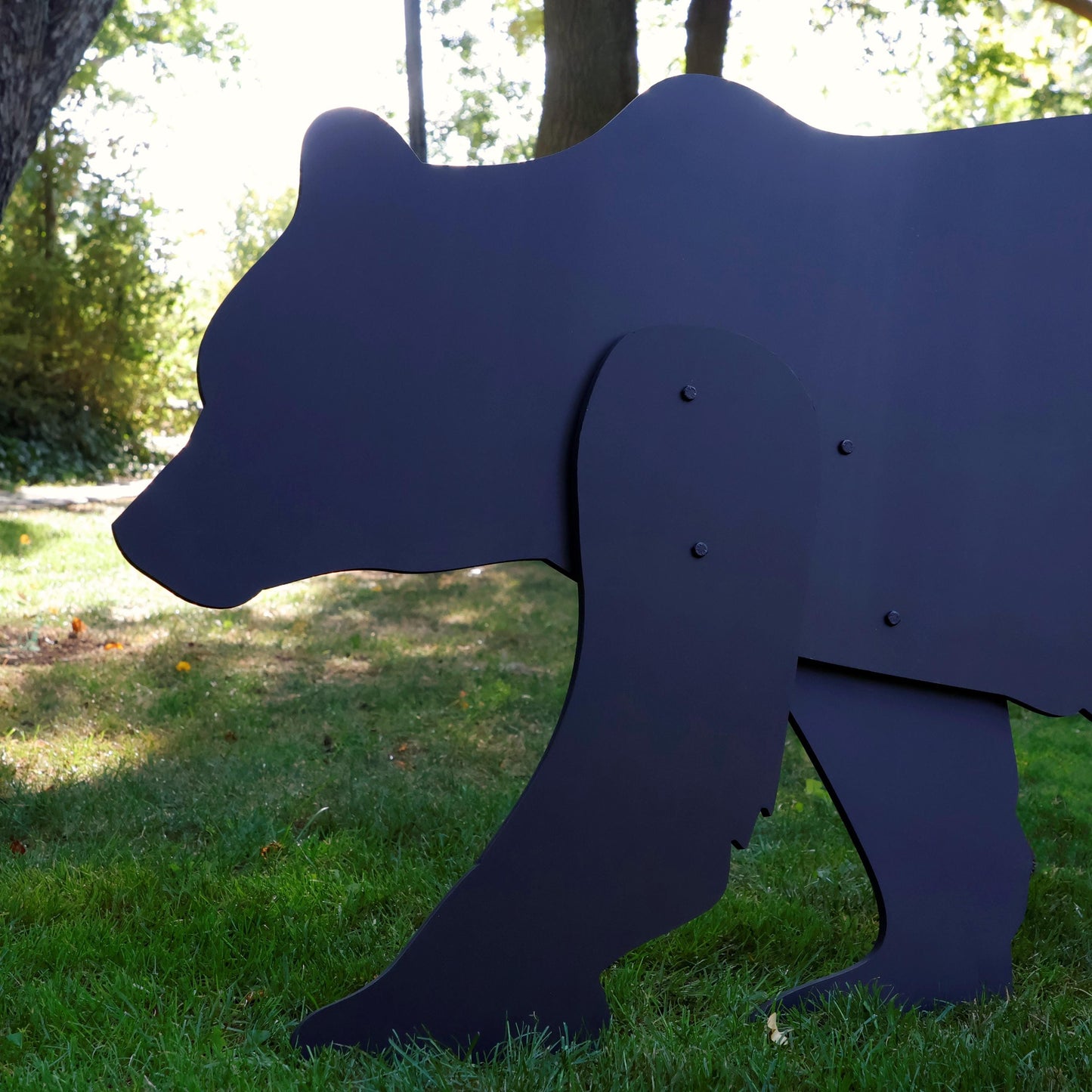 Black Bear Yard Display, Life-Size Outdoor Garden Sculpture Set, PVC Wildlife Decor for Lawn or Cabin, Weatherproof Yard Art