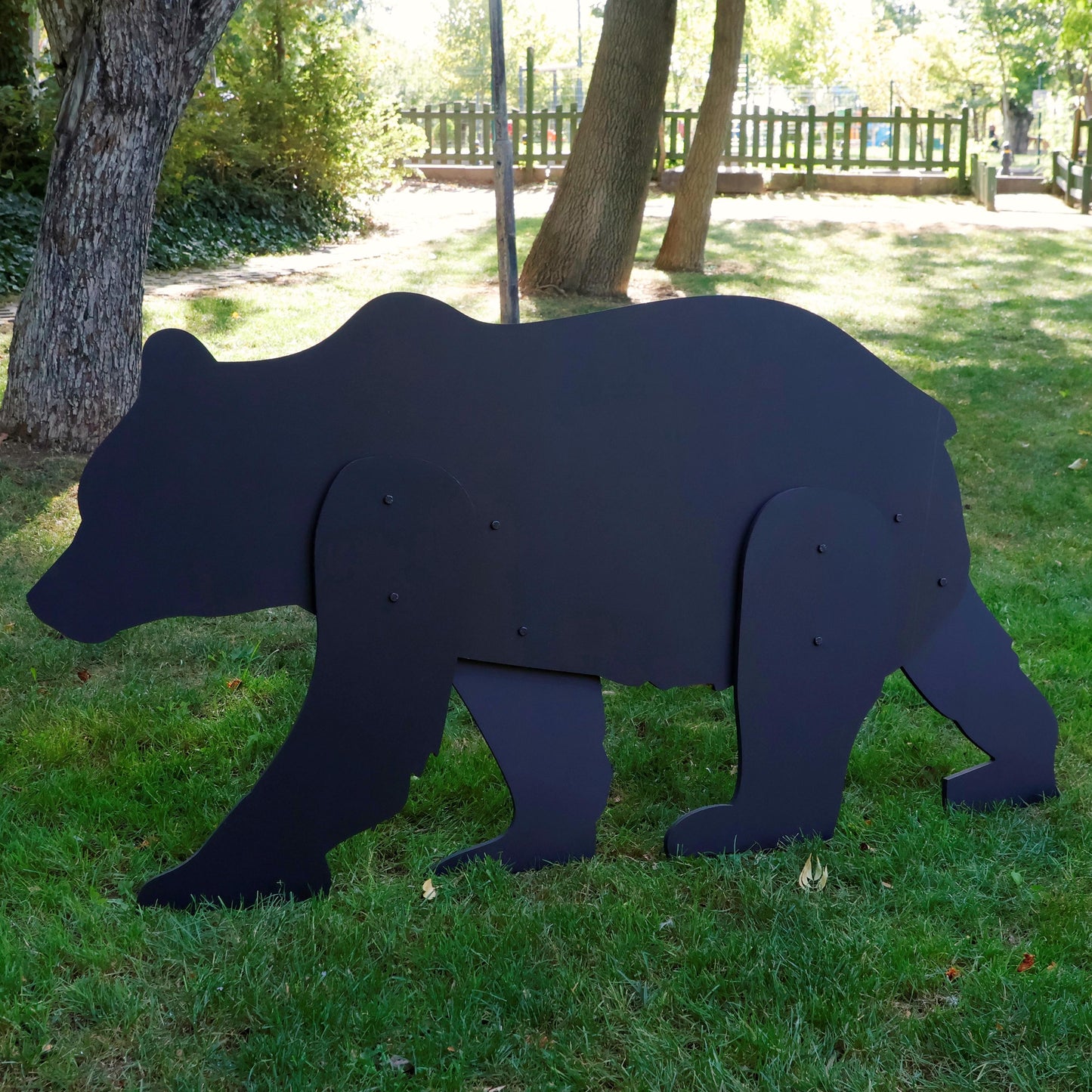 Black Bear Yard Display, Life-Size Outdoor Garden Sculpture Set, PVC Wildlife Decor for Lawn or Cabin, Weatherproof Yard Art