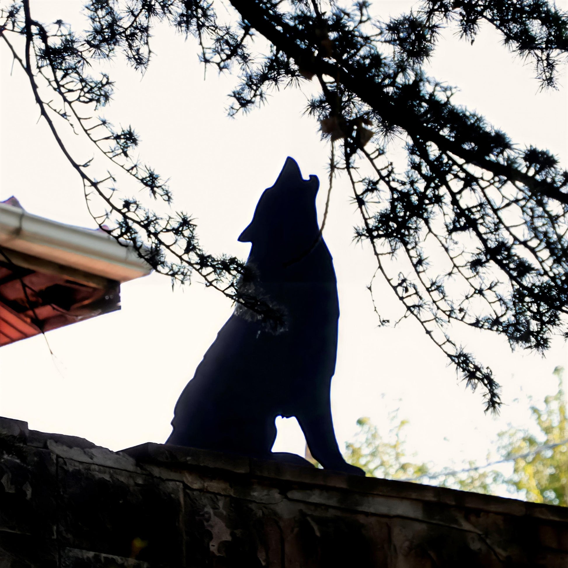 Howling Wolf Yard Display, PVC Outdoor Garden Decor, Waterproof Wolf Silhouette, Rustic Wildlife Cutout for Lawn or Patio