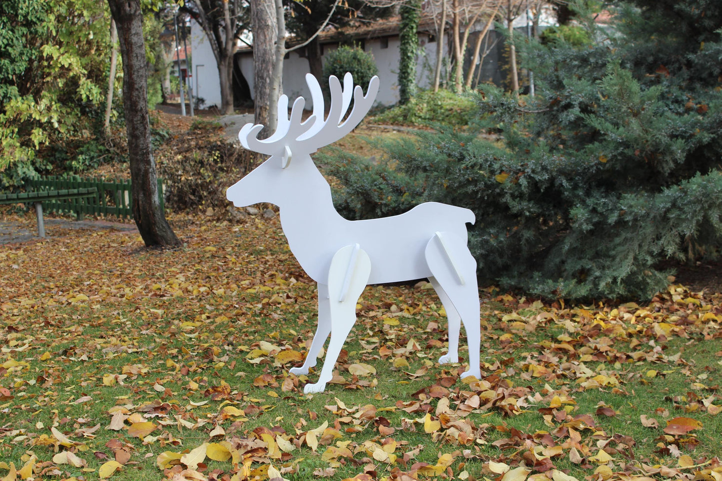 Elegant Christmas Reindeer Yard Display, PVC Outdoor Lawn Statue, All-Weather Garden Deer Art, Holiday Yard Decoration, Winter Decor