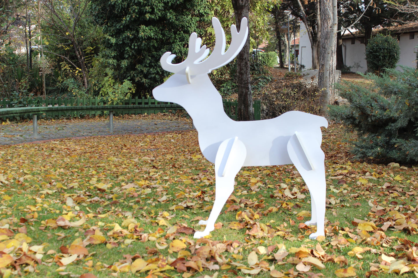 Elegant Reindeer Yard Display, PVC Christmas Lawn Decor, All-Weather Garden Statue, Outdoor Holiday Deer Art, Winter Yard Decoration