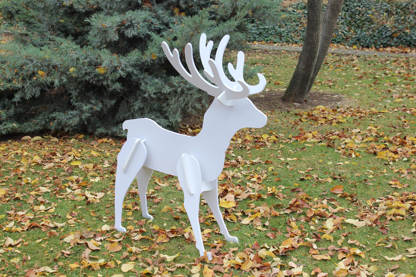 Elegant Reindeer Yard Display, PVC Christmas Lawn Decor, All-Weather Garden Statue, Outdoor Holiday Deer Art, Winter Yard Decoration