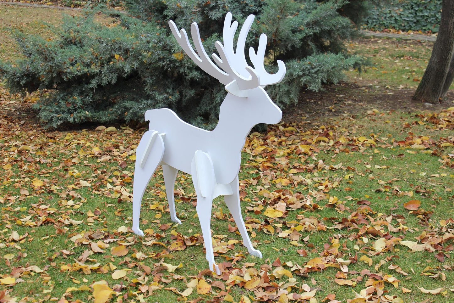 Elegant Reindeer Yard Display, PVC Christmas Lawn Decor, All-Weather Garden Statue, Outdoor Holiday Deer Art, Winter Yard Decoration