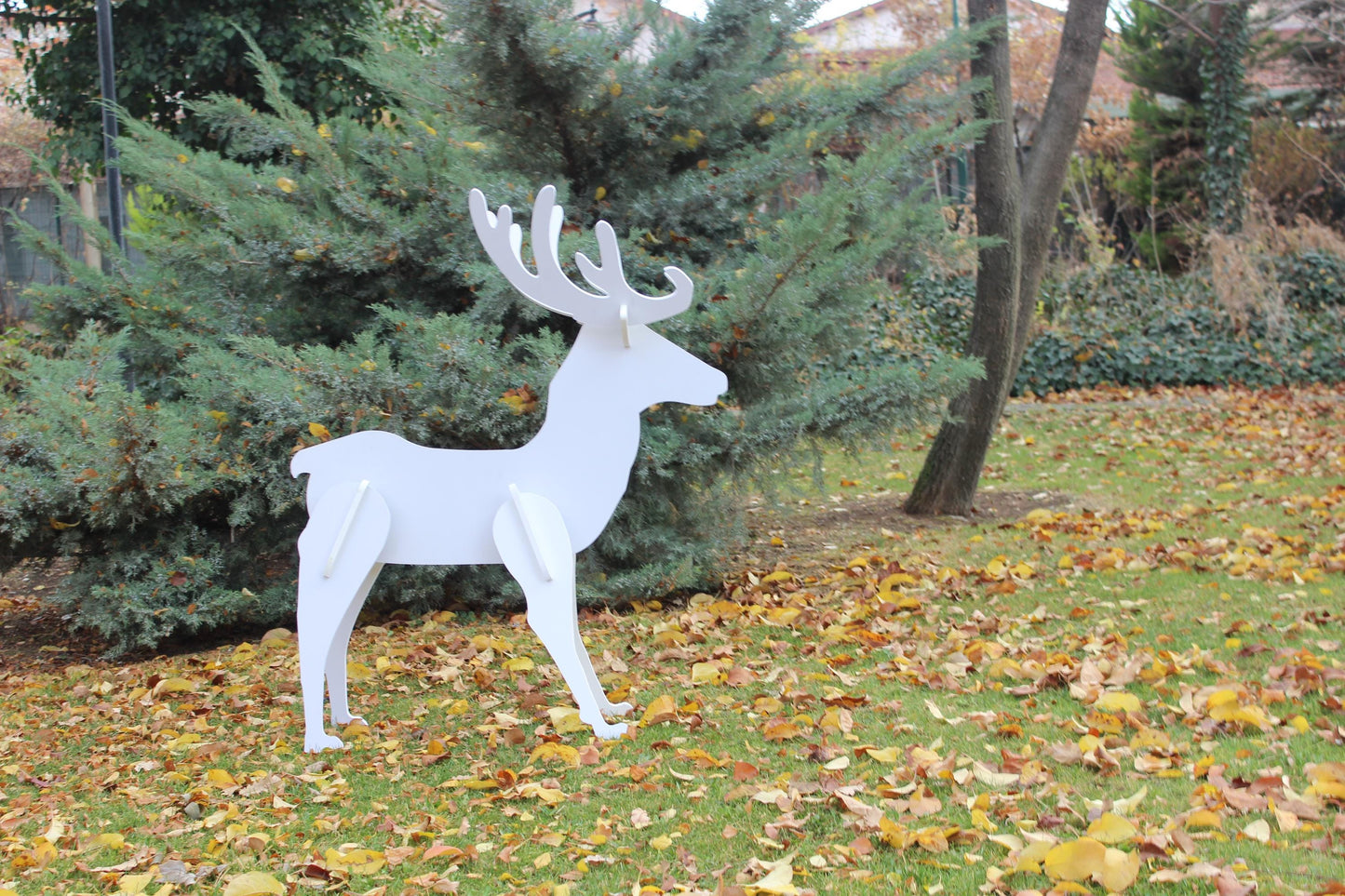 Elegant Christmas Reindeer Yard Display, PVC Outdoor Lawn Statue, All-Weather Garden Deer Art, Holiday Yard Decoration, Winter Decor