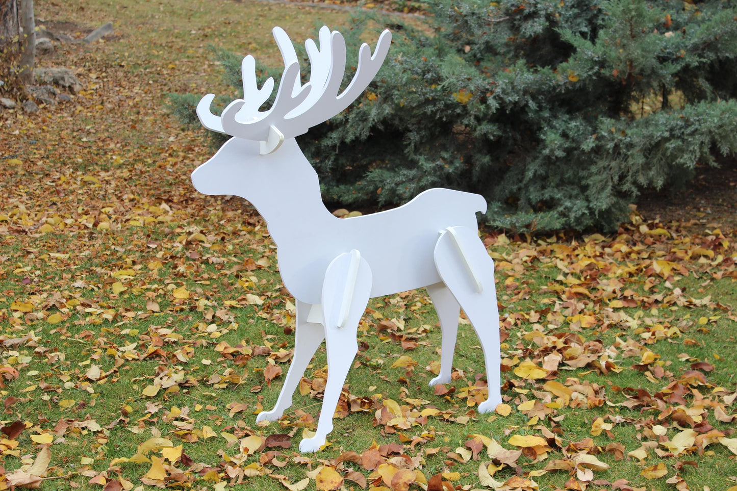 Elegant Reindeer Yard Display, PVC Christmas Lawn Decor, All-Weather Garden Statue, Outdoor Holiday Deer Art, Winter Yard Decoration