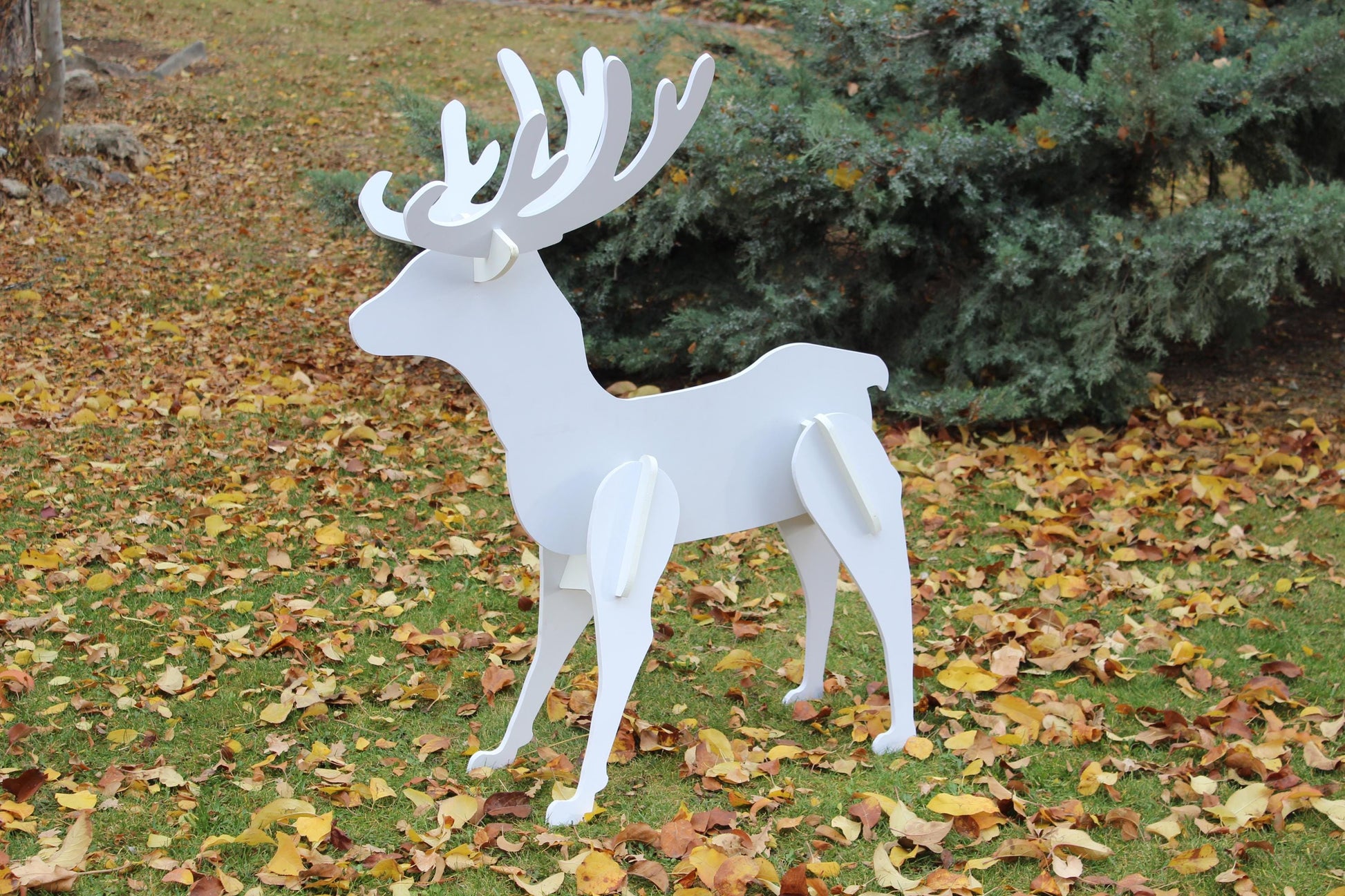 Elegant Reindeer Yard Display, PVC Christmas Lawn Decor, All-Weather Garden Statue, Outdoor Holiday Deer Art, Winter Yard Decoration