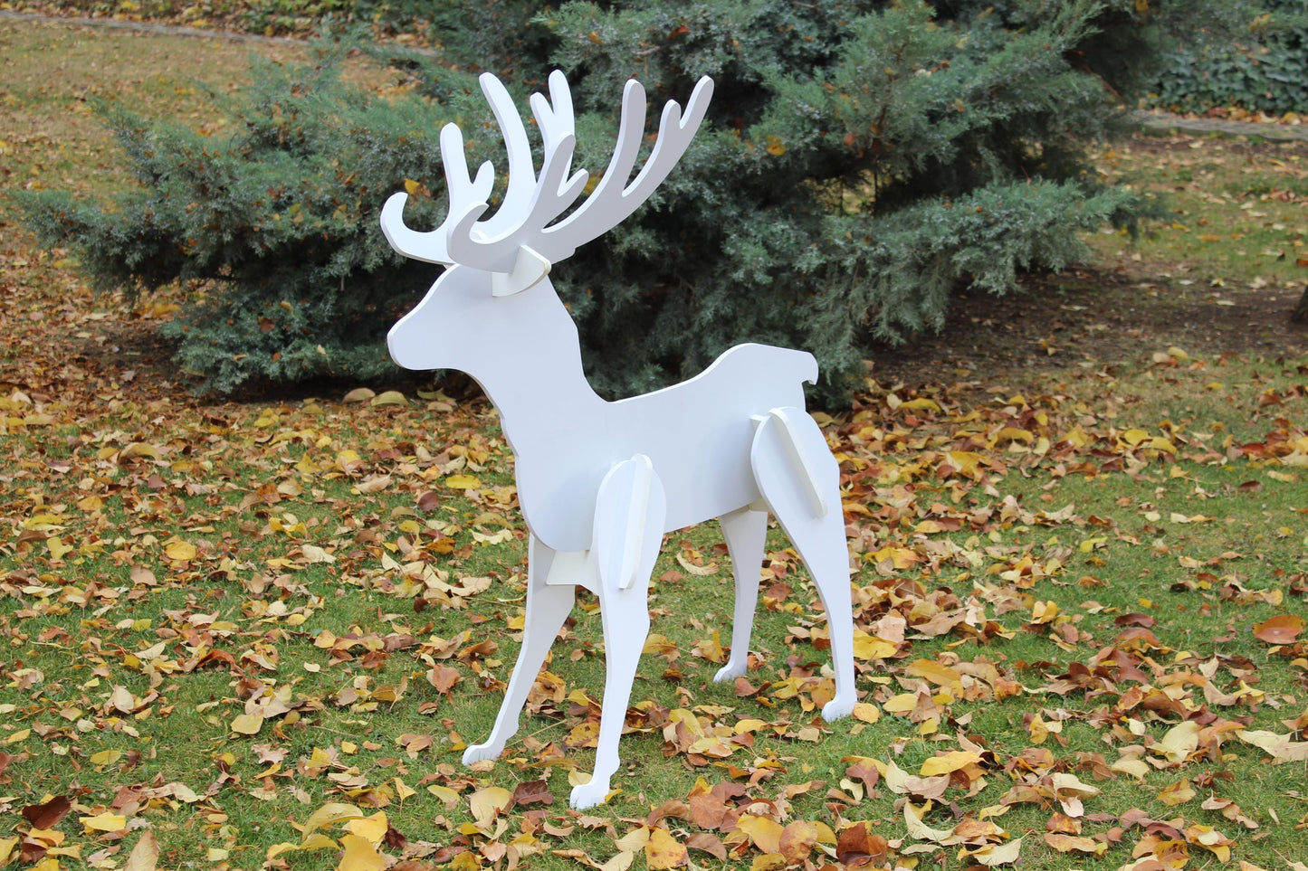 Elegant Reindeer Yard Display, PVC Christmas Lawn Decor, All-Weather Garden Statue, Outdoor Holiday Deer Art, Winter Yard Decoration