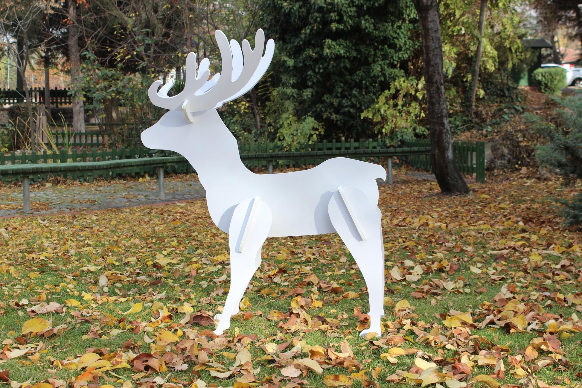 Elegant Reindeer Yard Display, PVC Christmas Lawn Decor, All-Weather Garden Statue, Outdoor Holiday Deer Art, Winter Yard Decoration