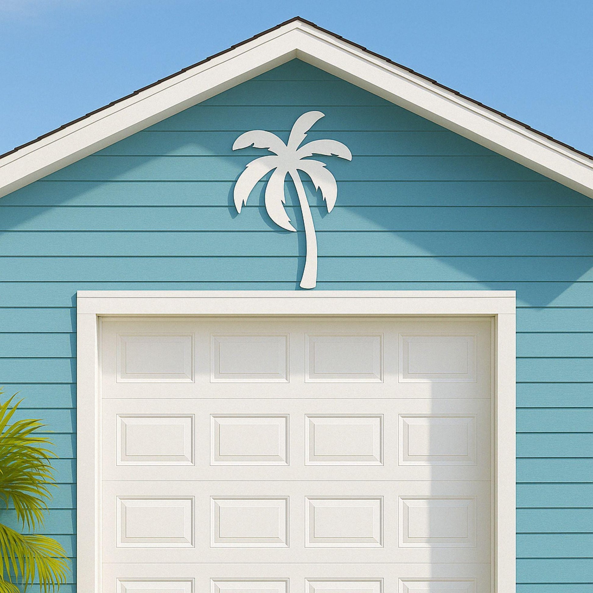 Palm Tree Wall Art for Garage or Gable, Large Coastal House PVC Sign, Tropical Outdoor Beach Decor