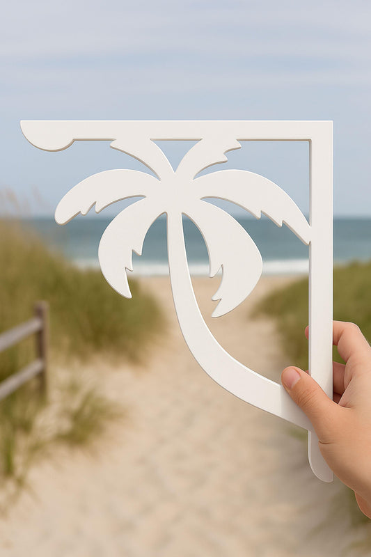 Palm Tree Mailbox Bracket 16 Inches, Waterproof PVC Coastal Mailbox Decor, 45 & 90 Degrees Angle Brackets for Beach House