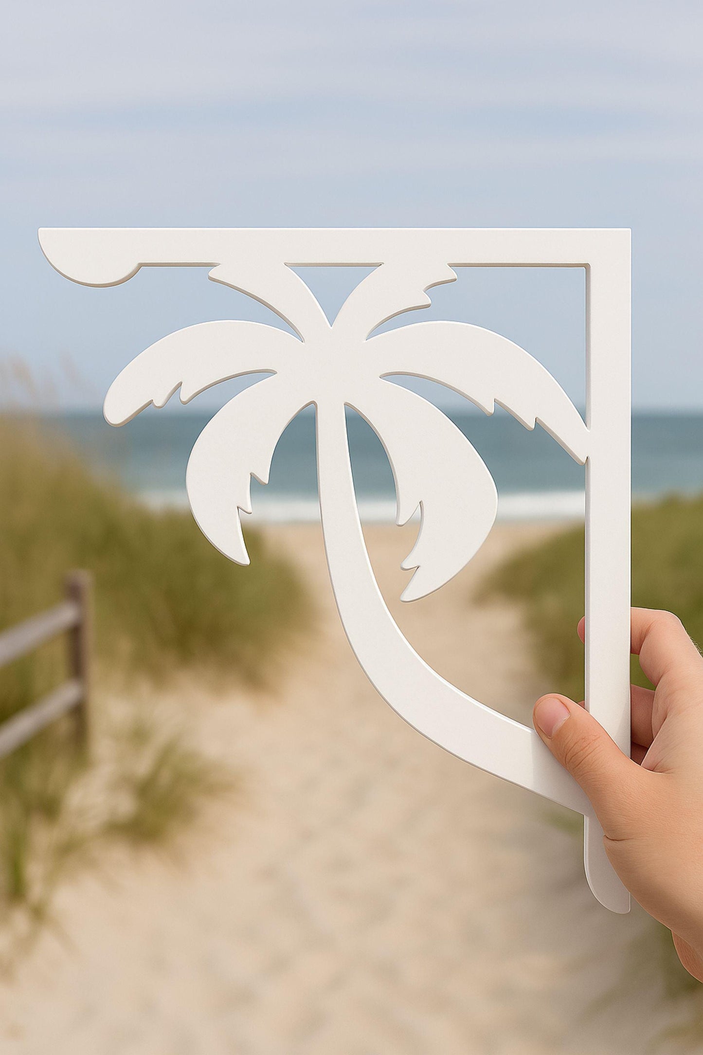Palm Tree Mailbox Bracket, PVC Outdoor Mailbox Post Decor, Coastal Mailbox Mount, All-Weather Tropical Yard Art