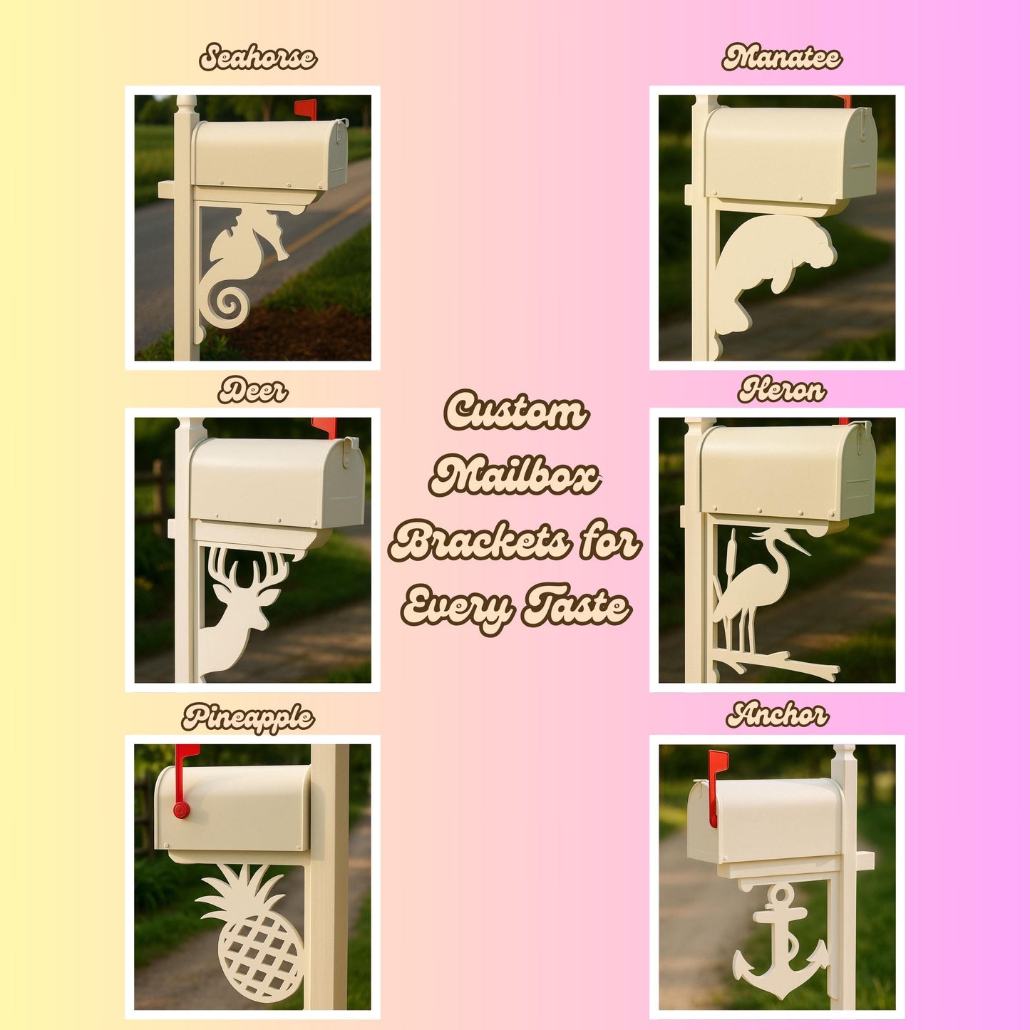 Palm Tree Mailbox Bracket, PVC Outdoor Mailbox Post Decor, Coastal Mailbox Mount, All-Weather Tropical Yard Art