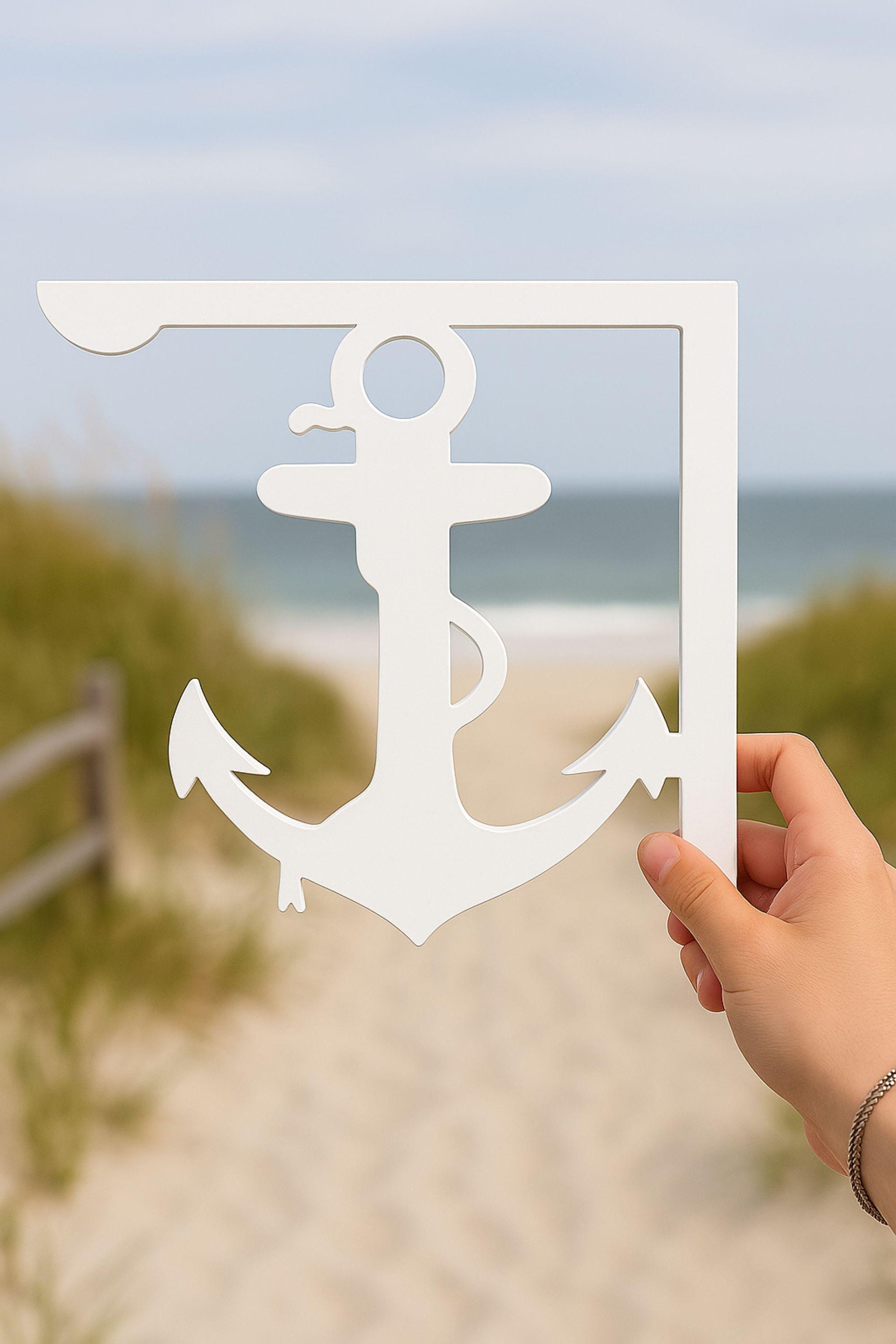 Anchor Mailbox Bracket, Coastal Mailbox Decor, Nautical Outdoor PVC Yard Art, Beach House Mailbox Post Accent