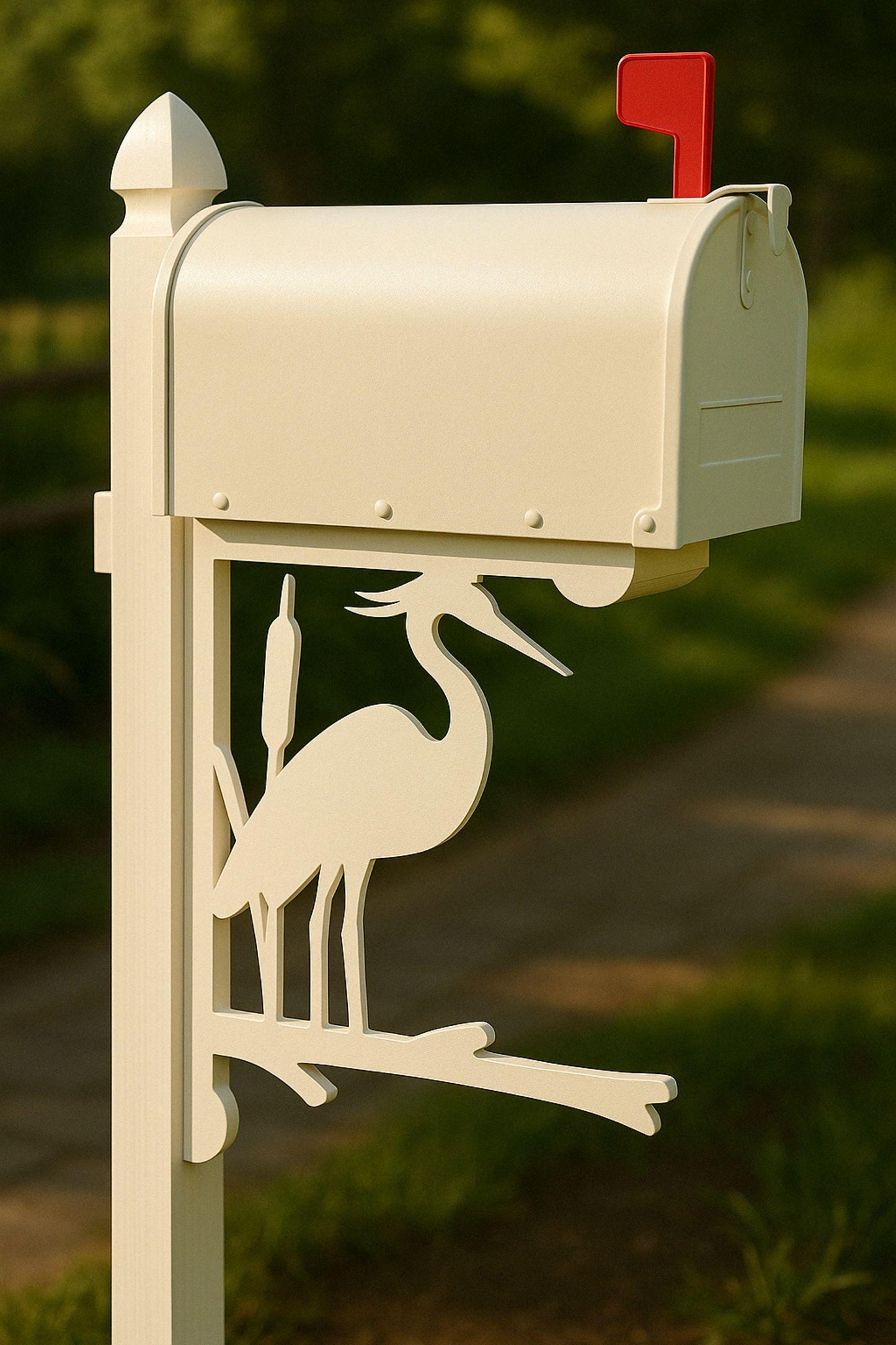 Heron Mailbox Bracket, Coastal Bird Mailbox Decor, Waterproof PVC Outdoor Sign, Nature House Mailbox Accent