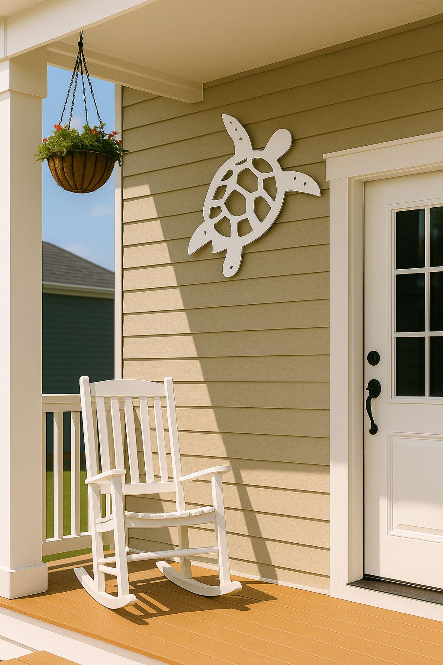 Large Sea Turtle Wall Decor, Coastal Outdoor PVC Sign for House or Porch, Waterproof Nautical Beach Art for Gable or Siding D