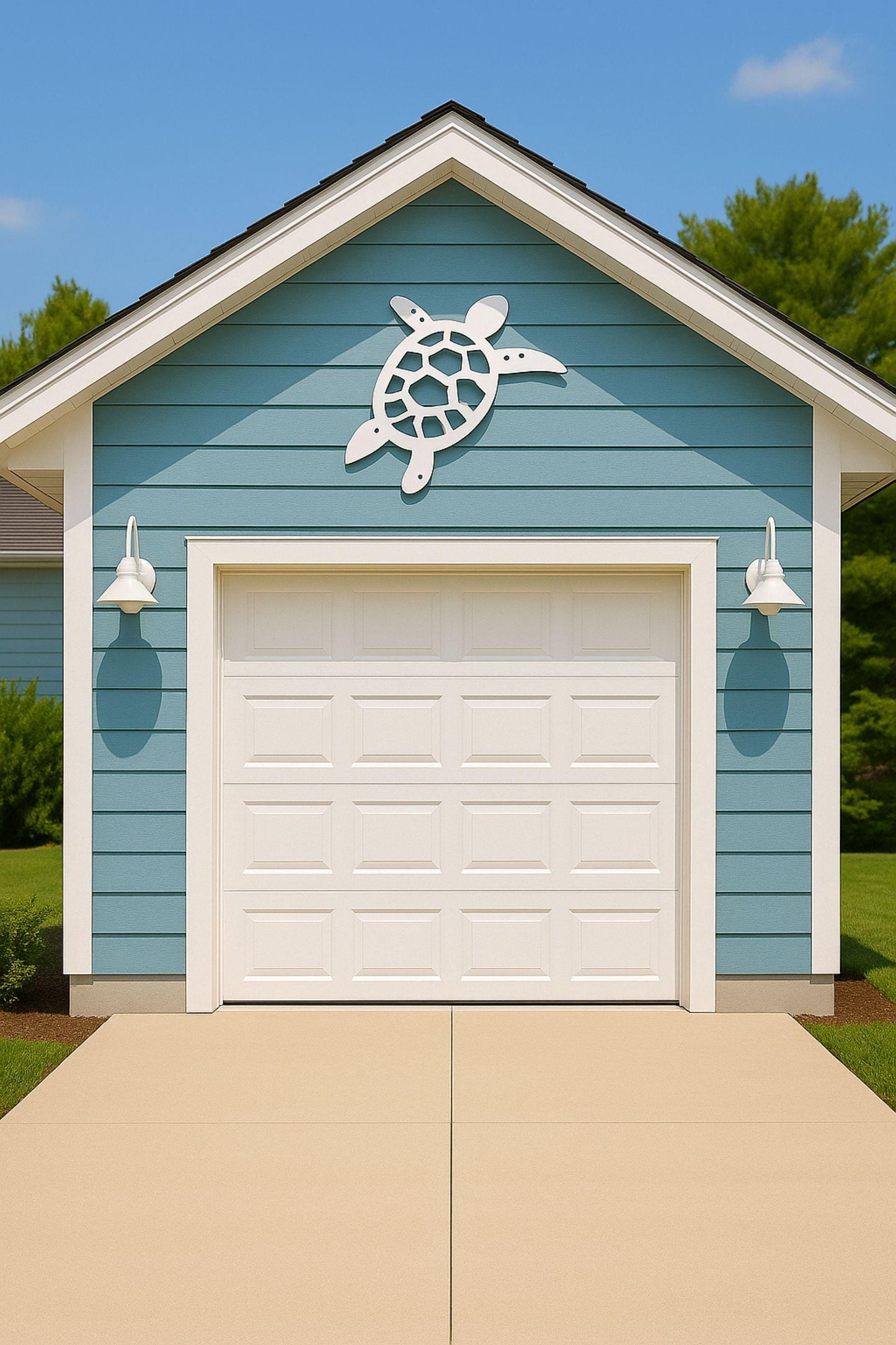 Large Sea Turtle Wall Decor, Coastal Outdoor PVC Sign for House or Porch, Waterproof Nautical Beach Art for Gable or Siding D