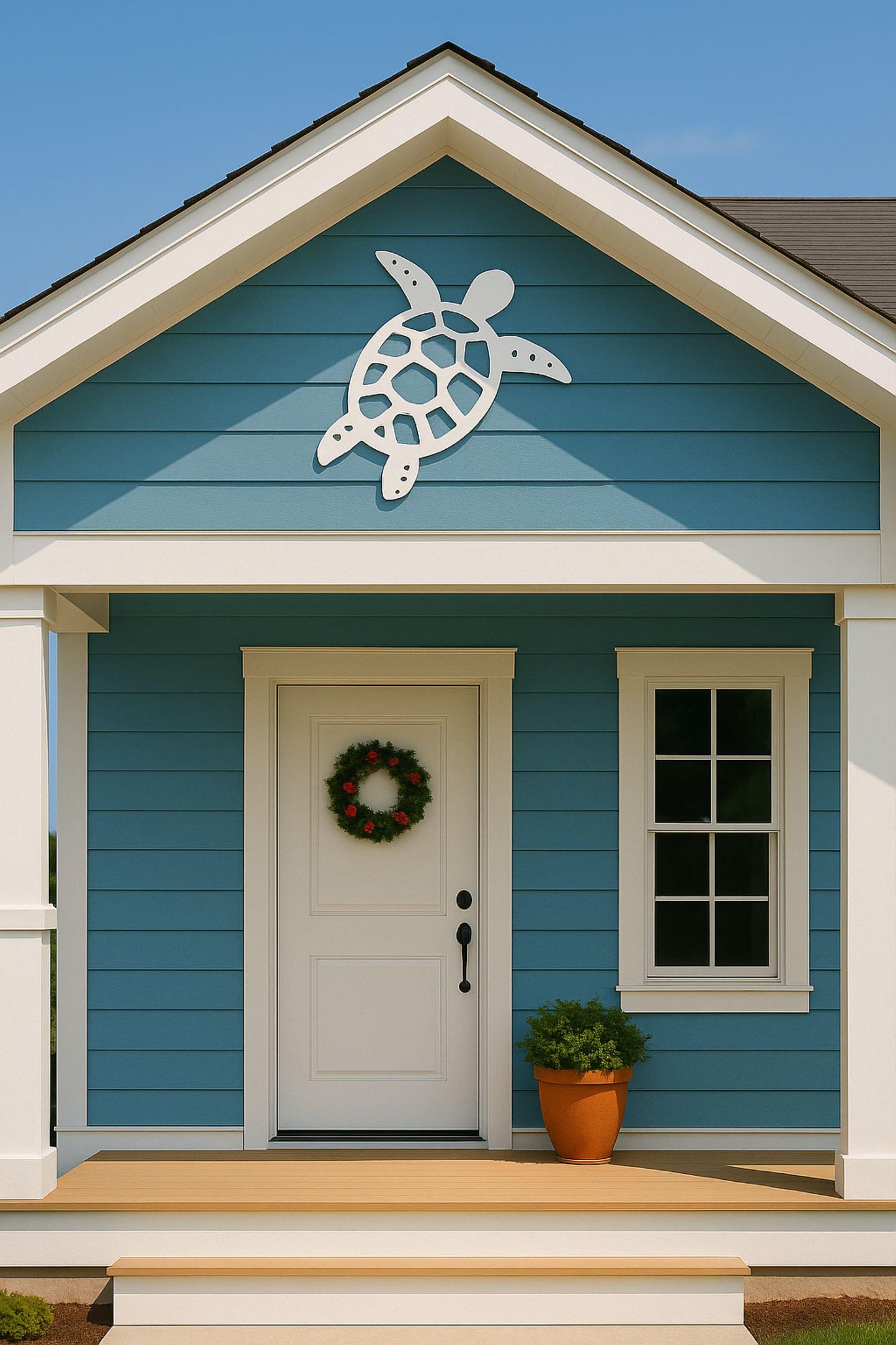 PVC Turtle Porch Sign, Coastal Beach House Decor, White Nautical Outdoor Art, Summer Porch Column Accent, Weatherproof Yard S
