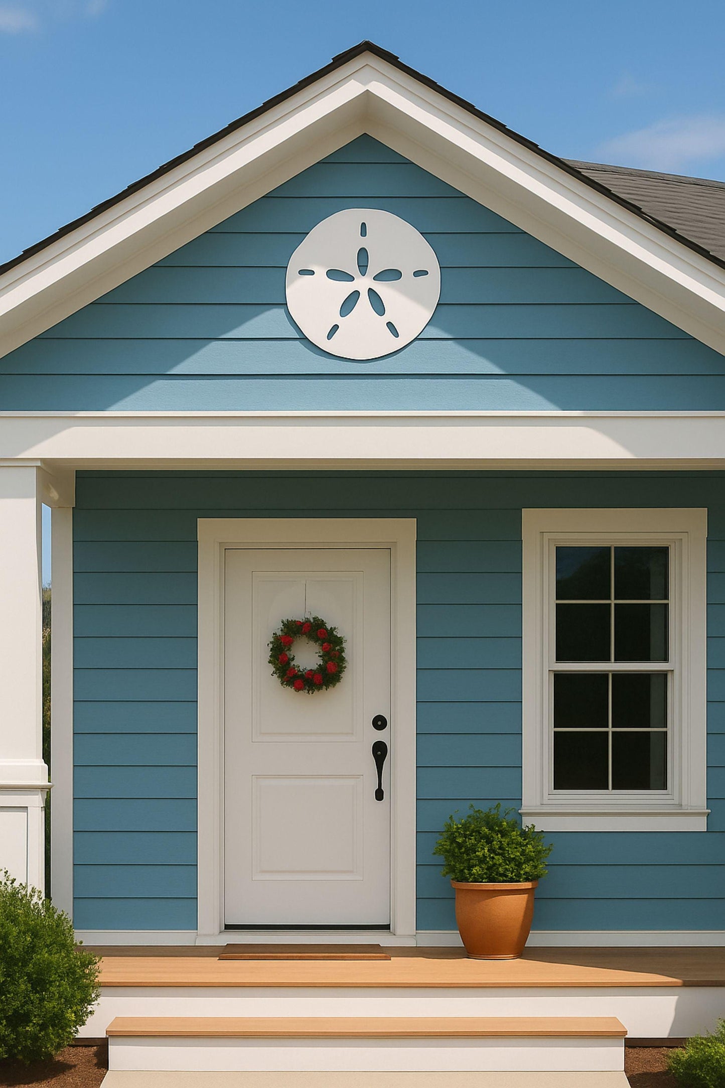 Sand Dollar Wall Decor, Coastal Outdoor Wall Art, Nautical PVC Wall Sign, Beach House Fence Decor, Large Round Coastal Wall A