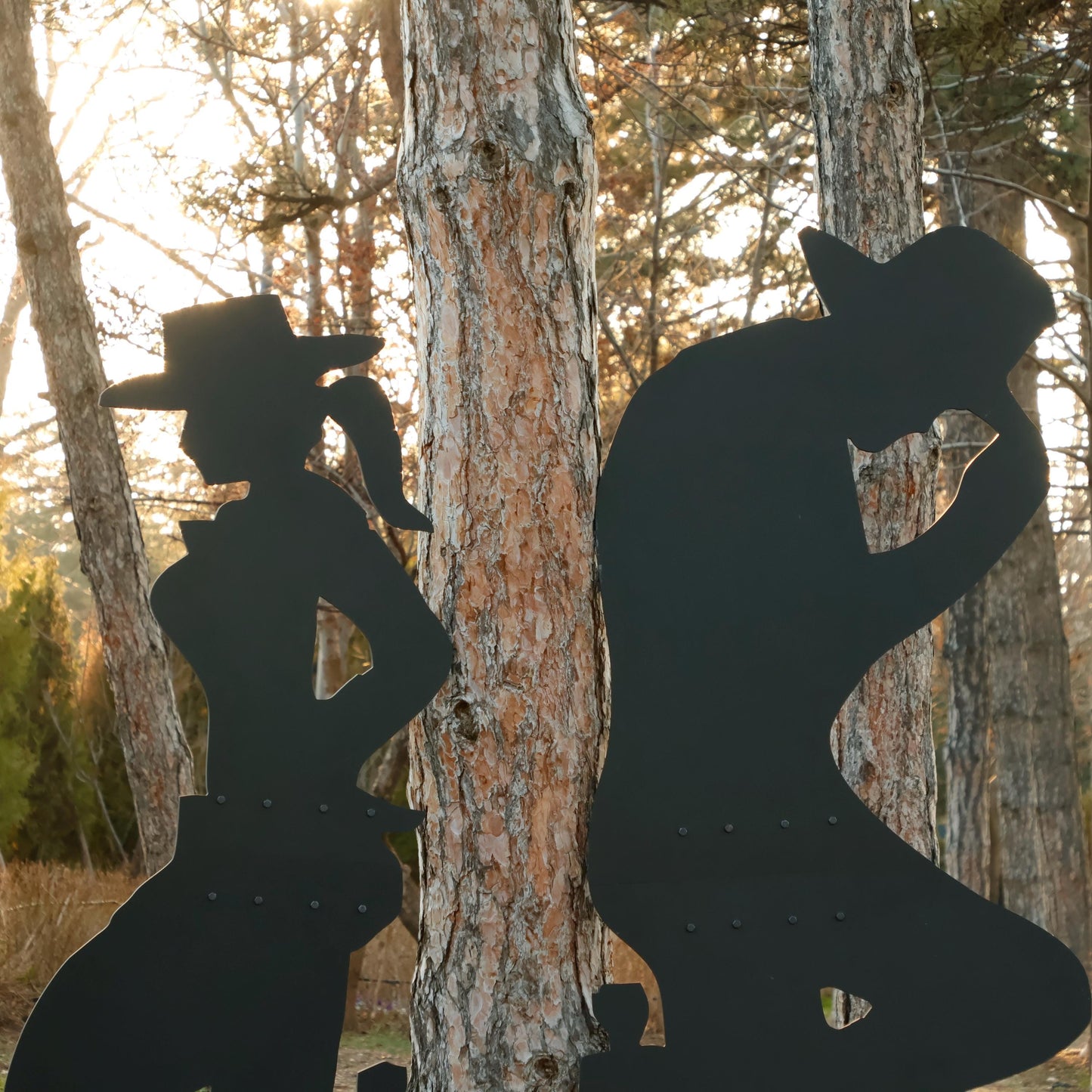 Giant Cowboy & Cowgirl Yard Display, 5 Ft All-Weather Western PVC Outdoor Decor, Ranch Silhouettes for Garden or Fence, Country Yard Art