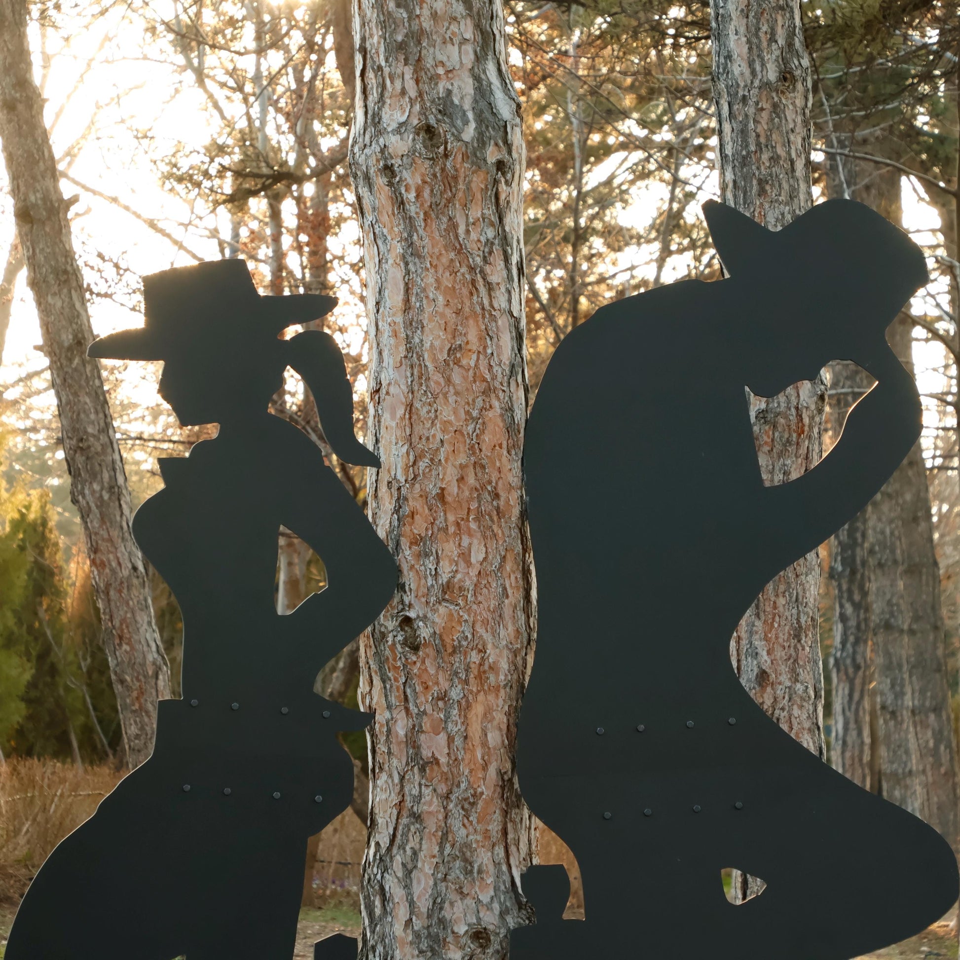 Giant Cowboy & Cowgirl Yard Display, 5 Ft All-Weather Western PVC Outdoor Decor, Ranch Silhouettes for Garden or Fence, Country Yard Art