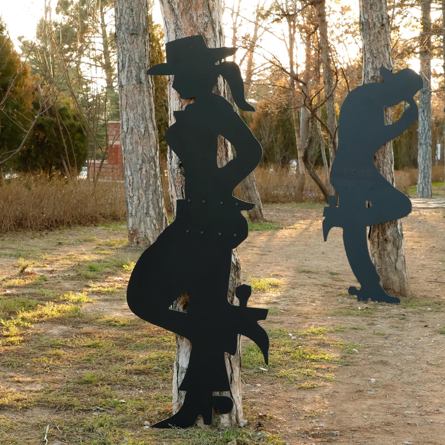 Giant Cowboy & Cowgirl Yard Display, 5 Ft All-Weather Western PVC Outdoor Decor, Ranch Silhouettes for Garden or Fence, Country Yard Art