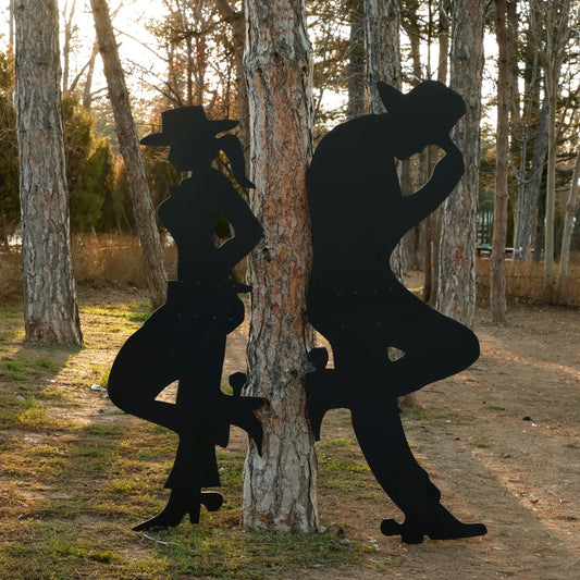 Giant Cowboy & Cowgirl Yard Display, 5 Ft All-Weather Western PVC Outdoor Decor, Ranch Silhouettes for Garden or Fence, Country Yard Art