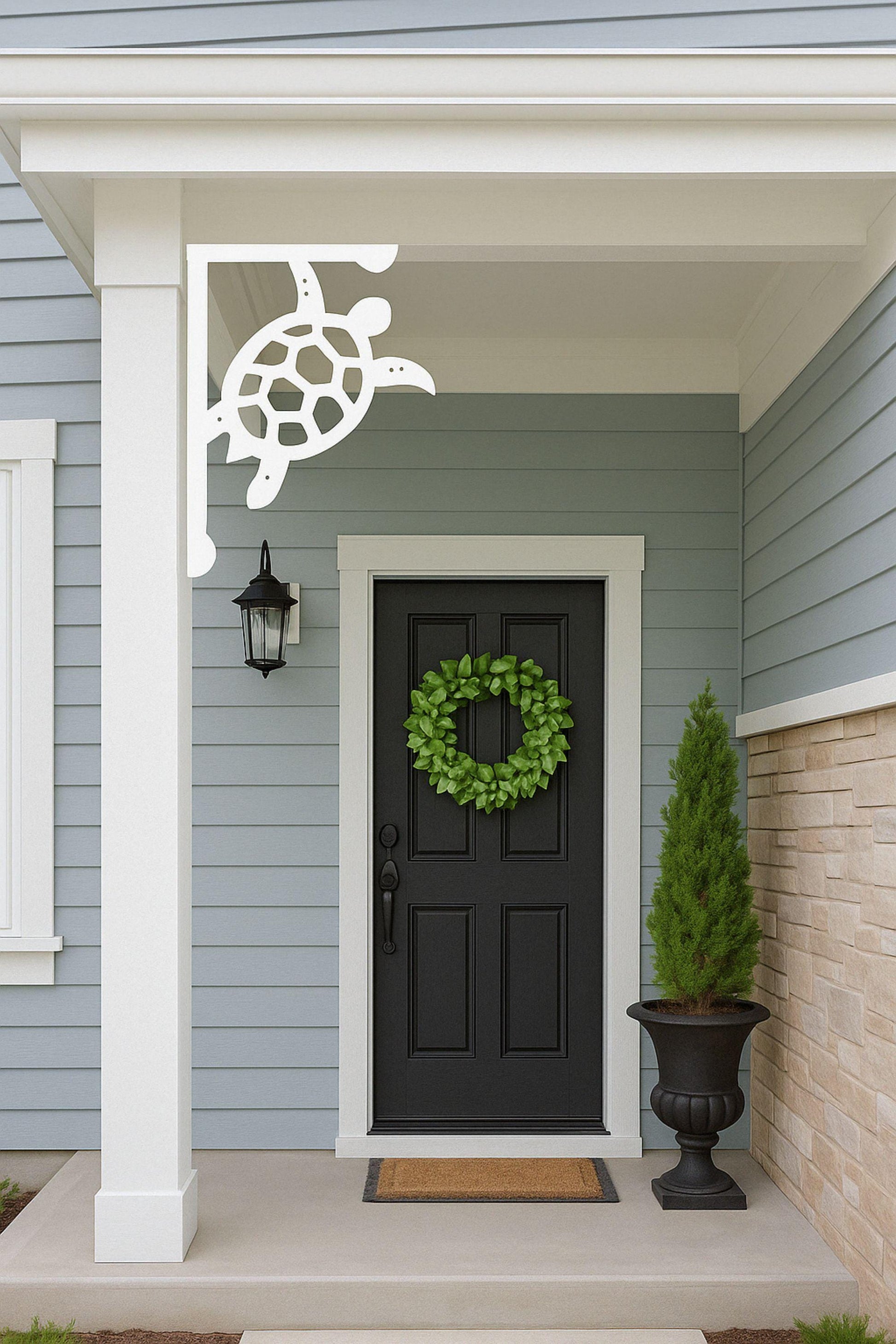 Mailbox Bracket with Turtle Design, PVC Outdoor Mailbox Decor, Coastal Mailbox Post Accent