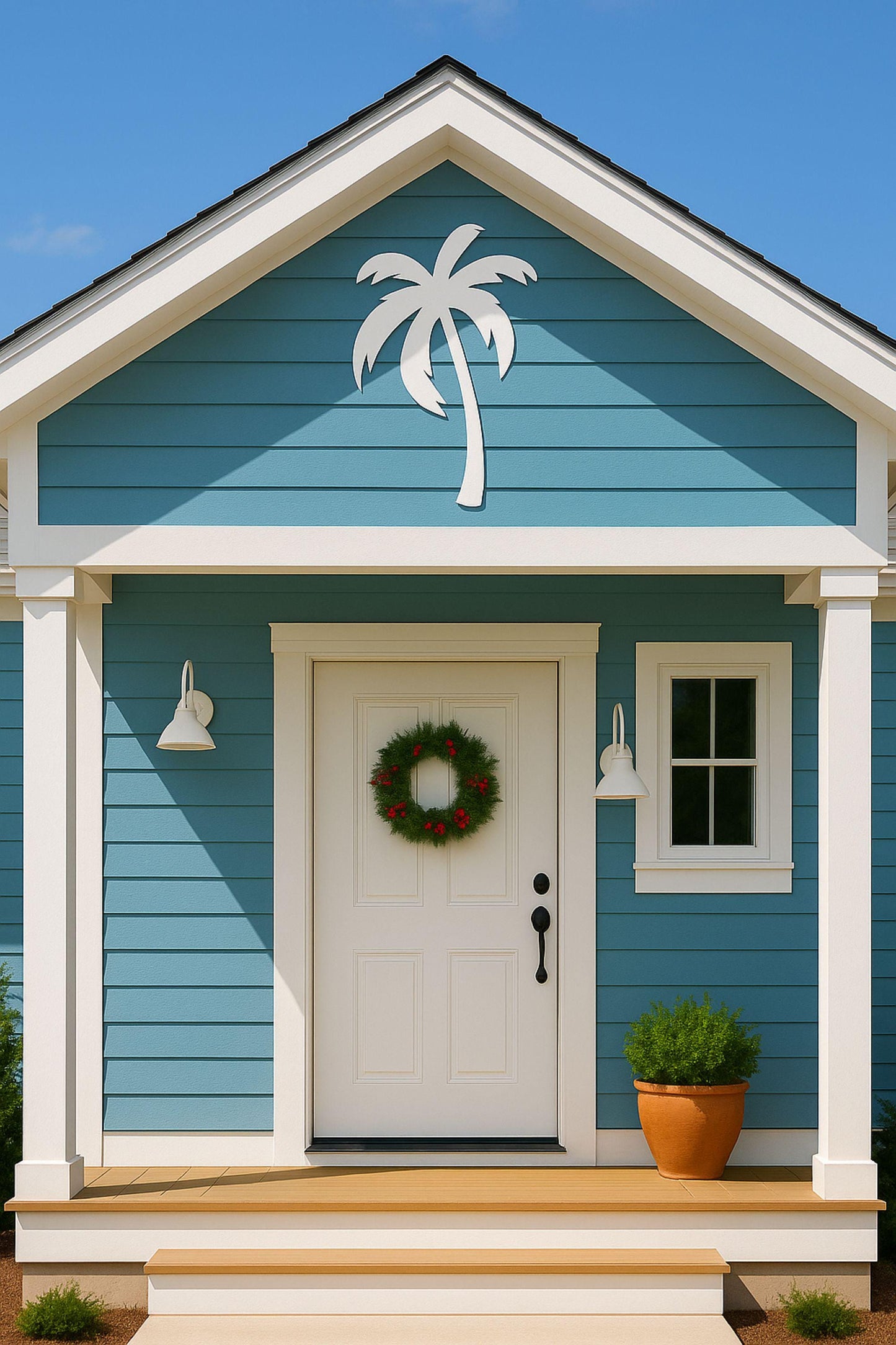 Palm Tree Wall Art for Garage or Gable, Large Coastal House PVC Sign, Tropical Outdoor Beach Decor
